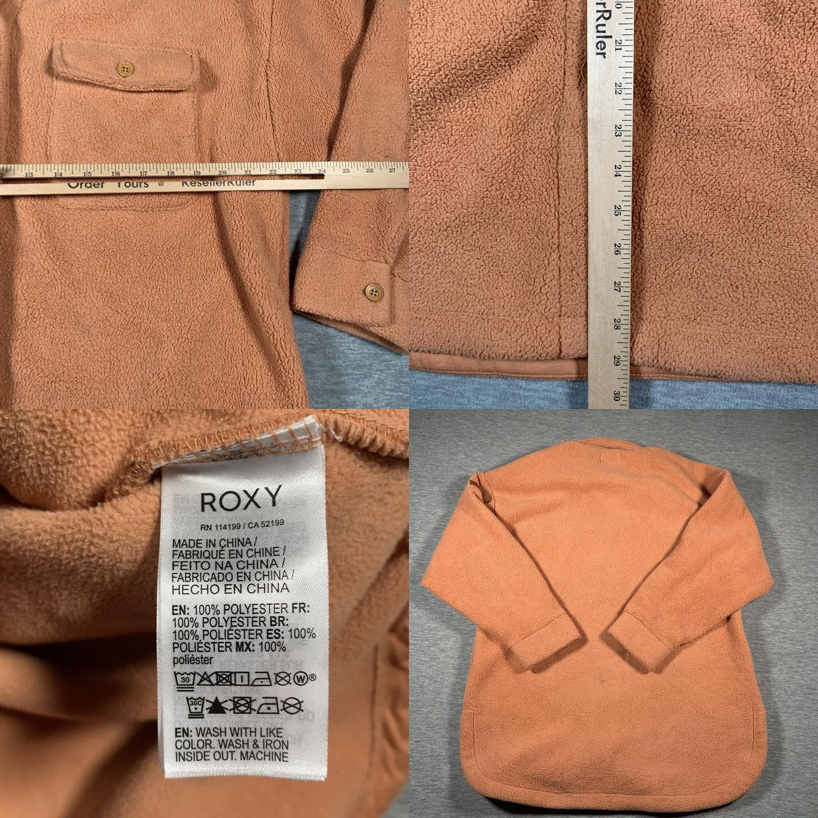 Vintage Roxy Jacket Womens L Rust Sherpa Fleece Button Front Shacket Cozy Pockets Size L / US 10 / IT 46 - 8 Thumbnail