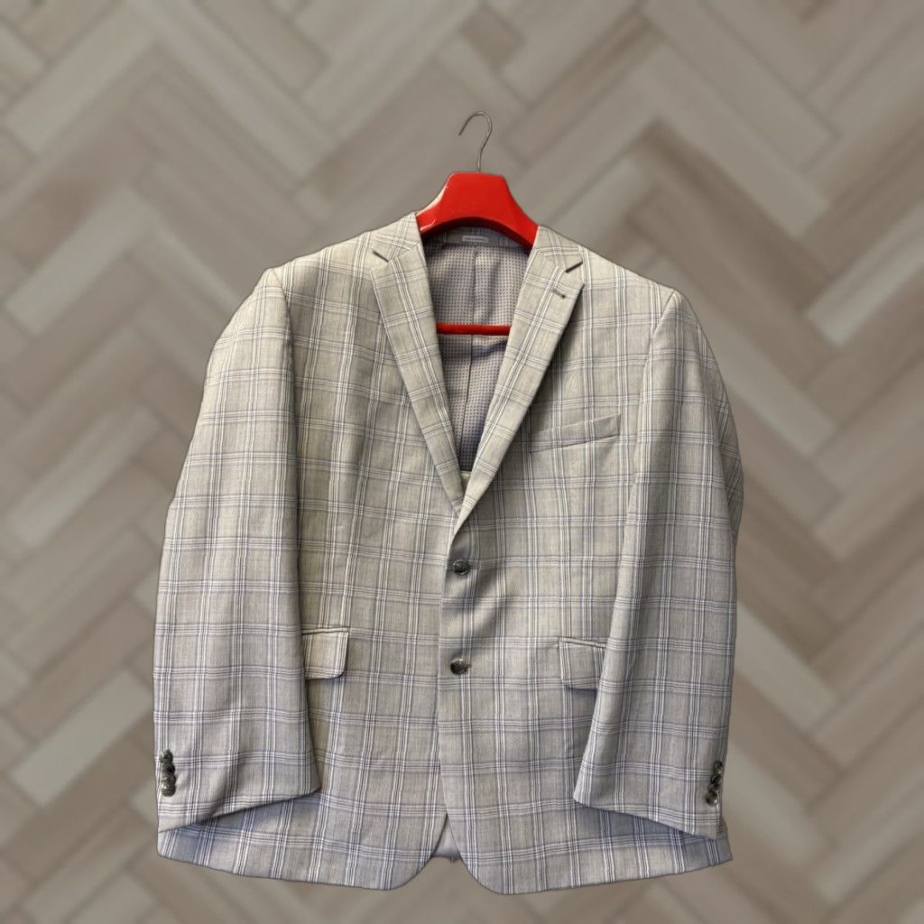 Joseph Abboud Joseph Abboud Grey Plaid Check Blazer Sport Jacket 48R Size 48R - 1 Thumbnail