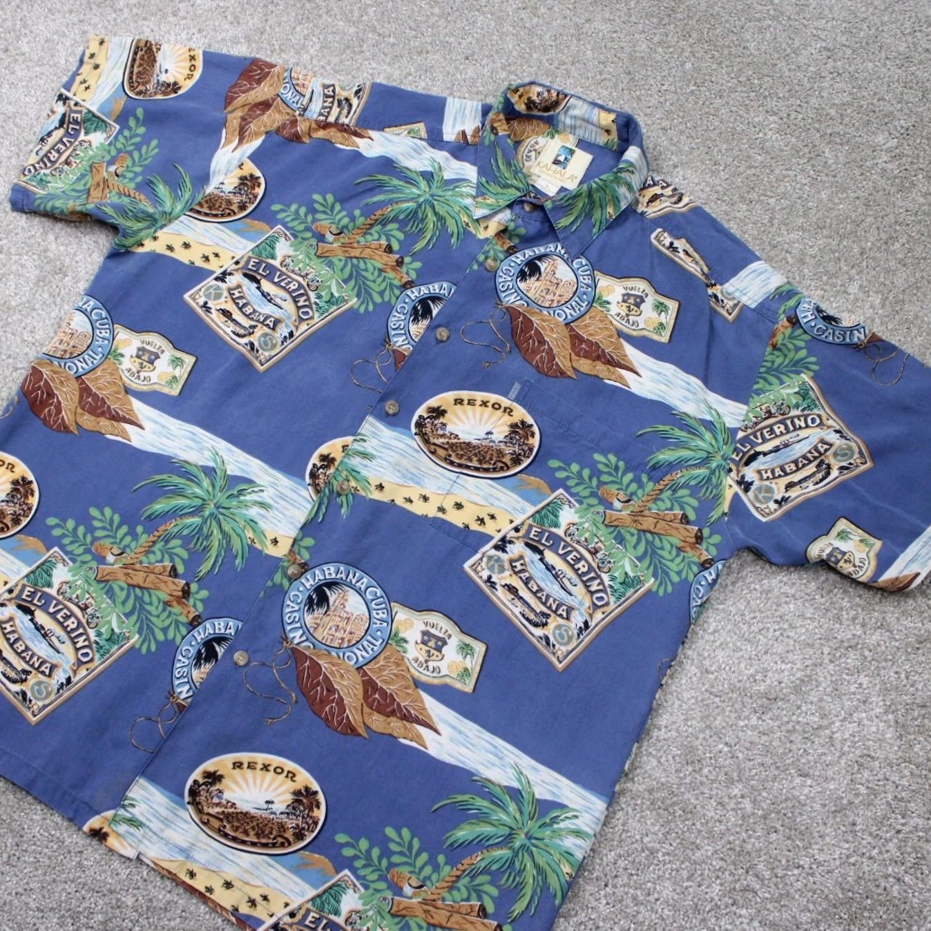 Vintage Kahala Mens Large Blue 100% Rayon AOP Hawaiian Shirt Button-Up Short Sleeve Reg XS? Wait, can't add info. Size US L / EU 52-54 / 3 - 3 Thumbnail