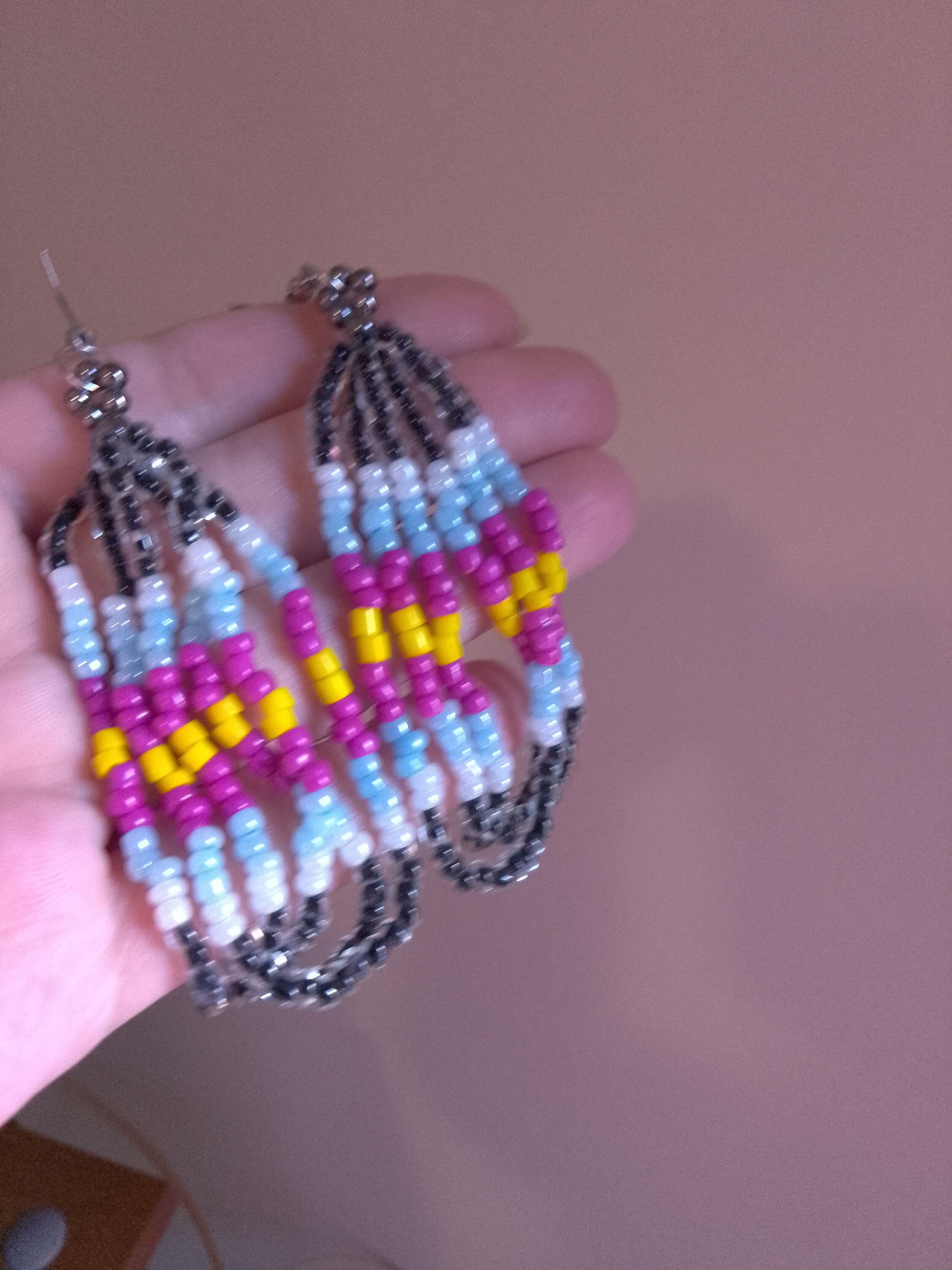Handmade Bracelet. Ethnic Native American Pattern Earrings Size ONE SIZE - 7 Thumbnail