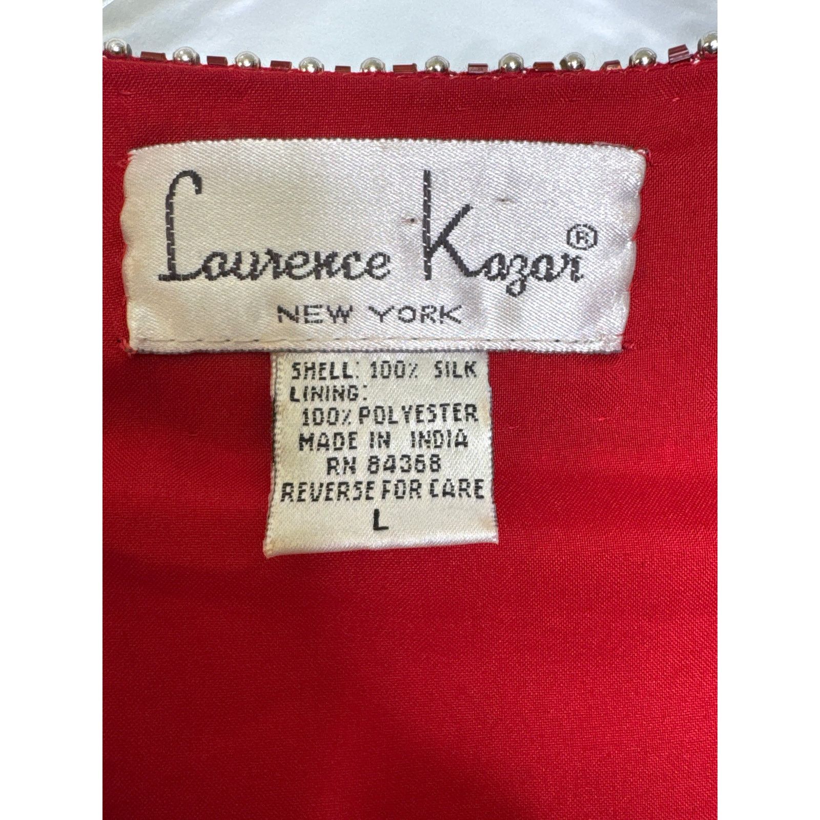 Vintage Vtg Laurence Kazer Silk beaded red formal cardigan Jacket L Size L / US 10 / IT 46 - 12 Thumbnail