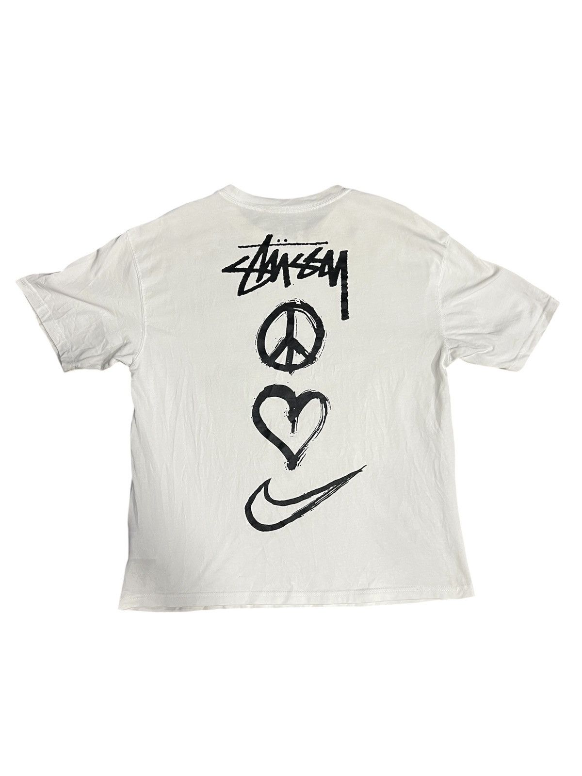 Nike × Stussy Nike Stussy Peace, Love, Swoosh T-shirt White Size US L / EU 52-54 / 3 - 2 Thumbnail