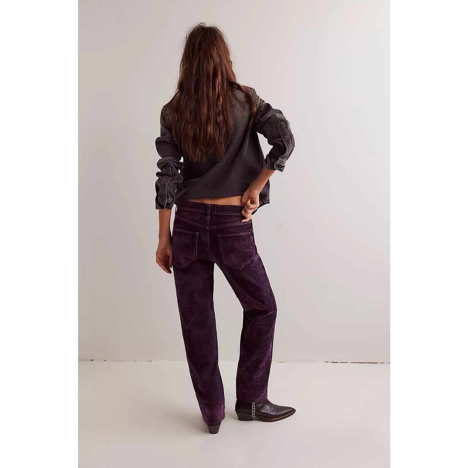 Free People NWT We The Free First Class Relaxed Flocked Velvet Jeans Size 28" / US 6 / IT 42 - 4 Thumbnail