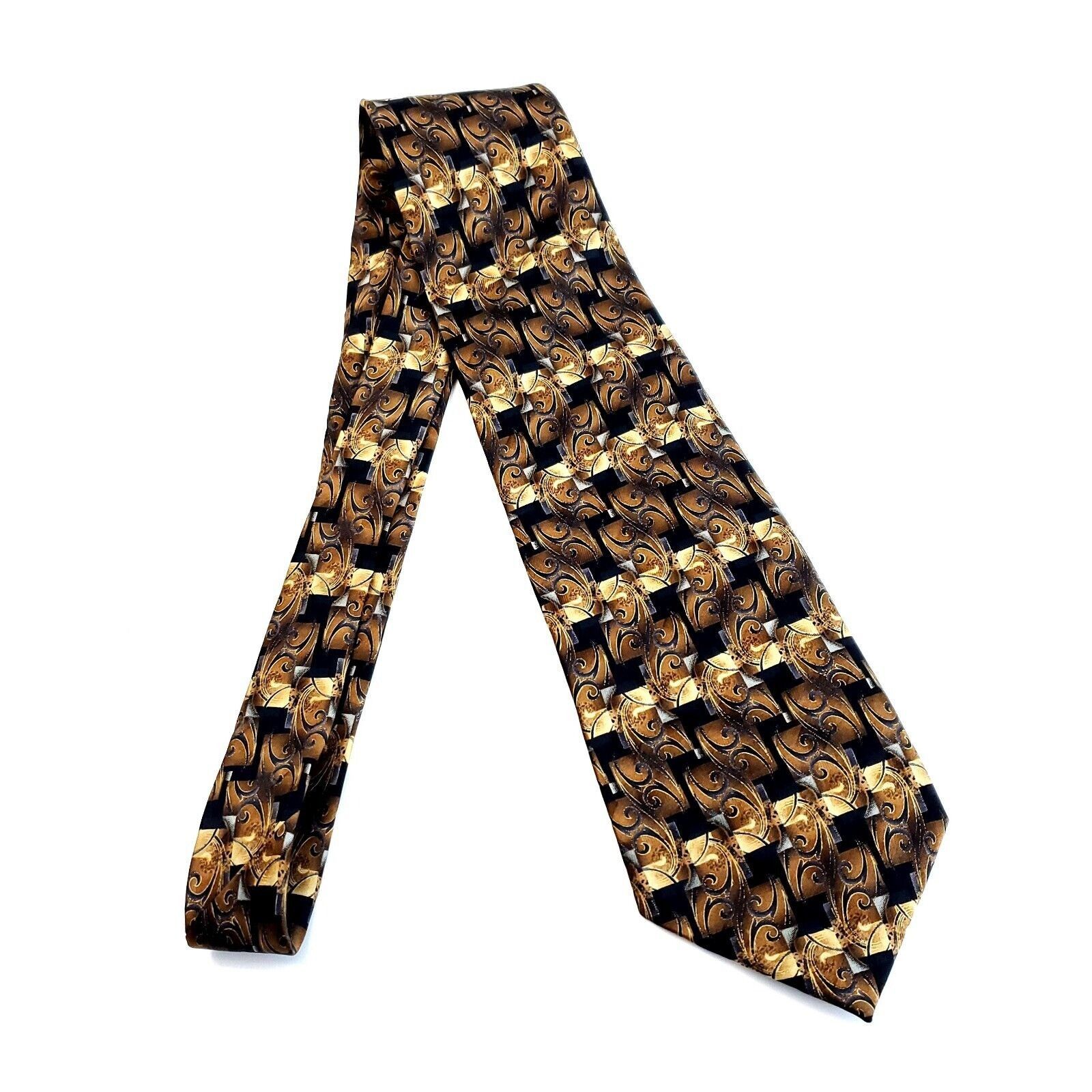 Pierre Cardin Pierre Cardin Black Brown Tan Abstract Geometric Print Wide Size ONE SIZE - 6 Thumbnail