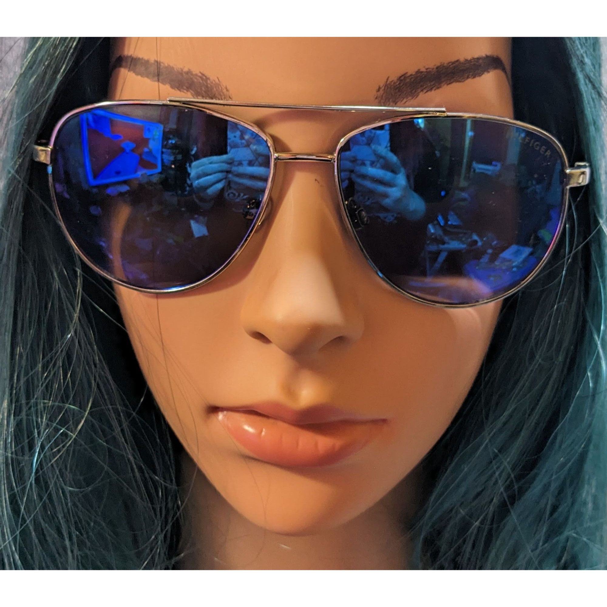 Tommy Hilfiger Tommy Hilfiger Lawrence OM587 Blue Aviator Sunglasses Size ONE SIZE - 7 Thumbnail