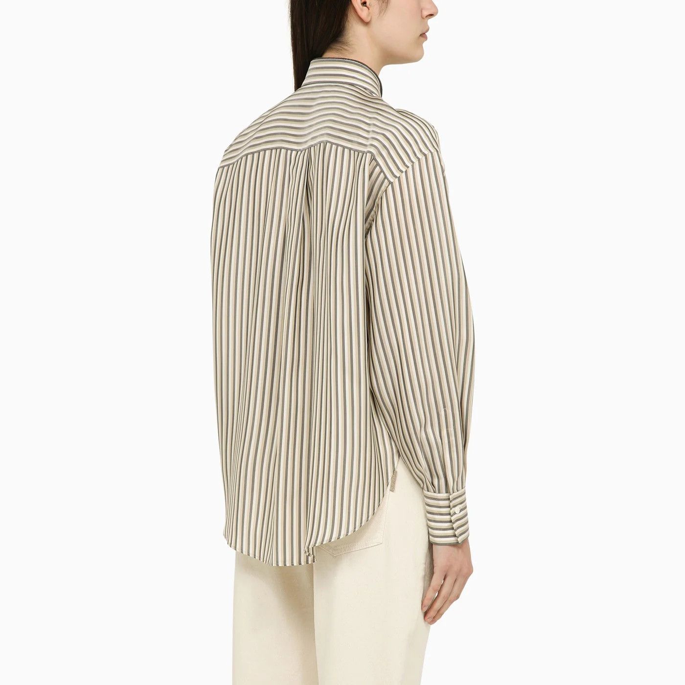Brunello Cucinelli o1y0725 Striped Silk Shirt in Multicolor Size XS / US 0-2 / IT 36-38 - 2 Thumbnail