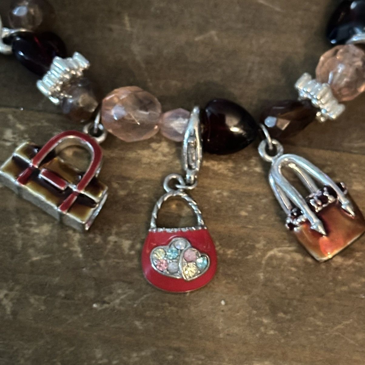 Other Multicolor beaded stretch bracelet with fancy handbag charms Size ONE SIZE - 6 Thumbnail
