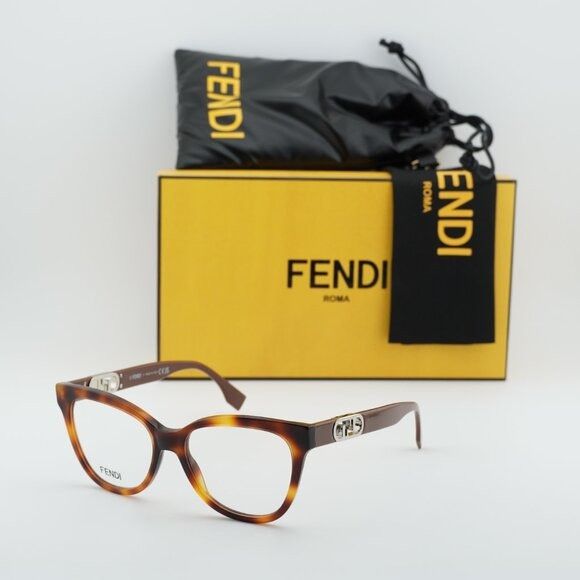 Fendi Fendi FE50093I 053 Eyeglasses Havana 54mm Square Frame Size ONE SIZE - 9 Thumbnail