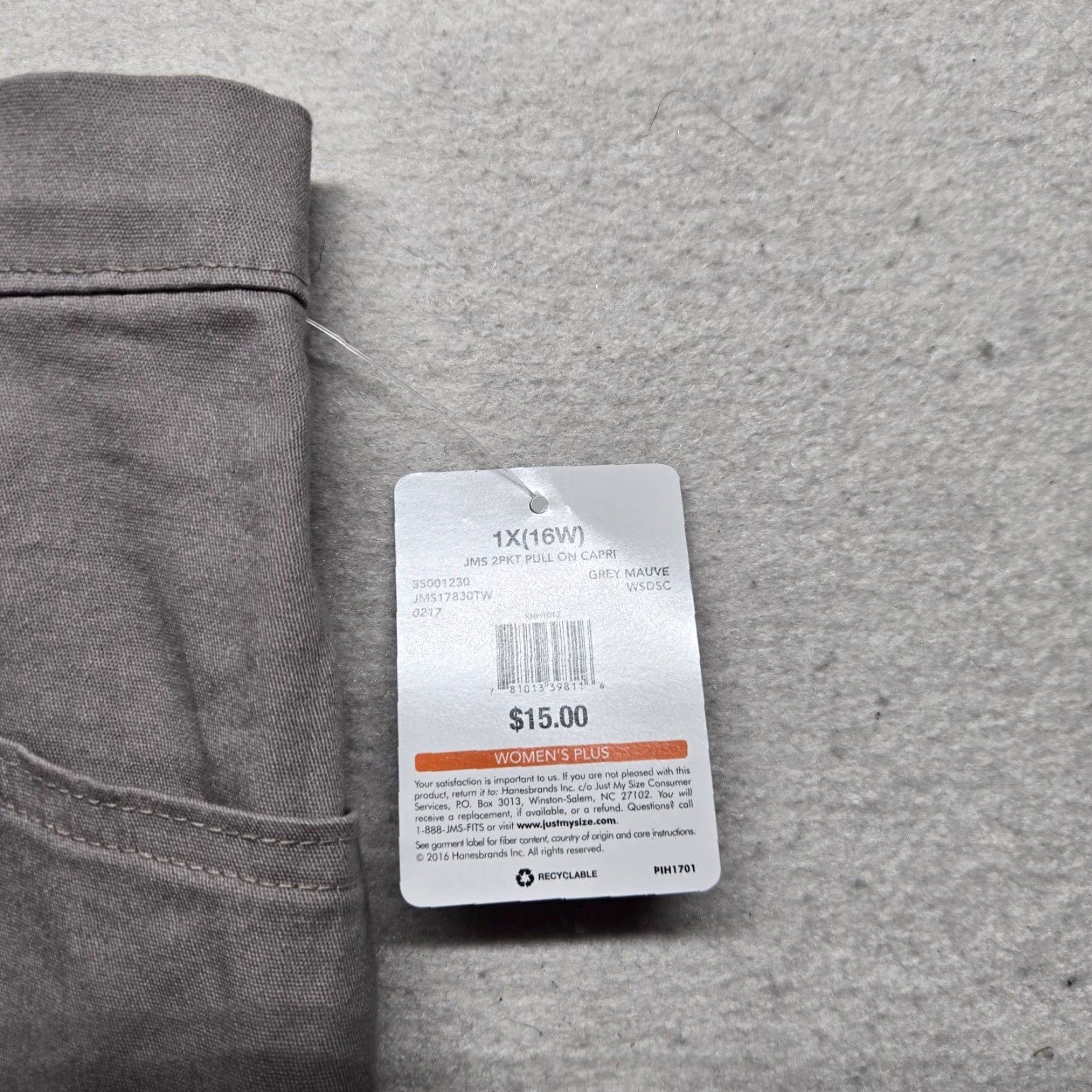 Vintage NEW JMS Just My Size Tan Capri Pants Linen Blend Elastic Waist Pockets 16W 1X Size 40" / US 18 - 3 Thumbnail