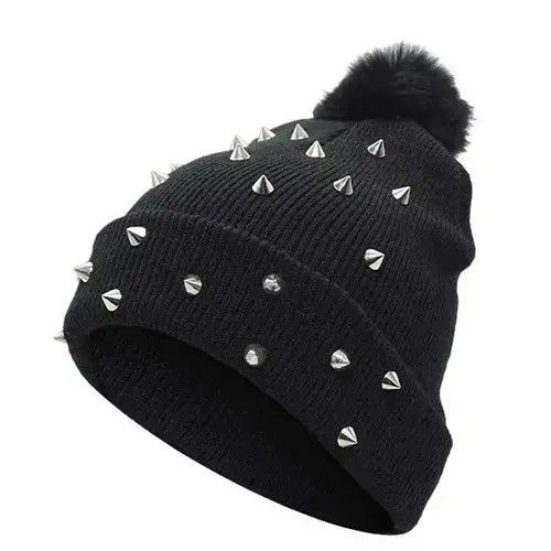 Other Rivet Winter Pompom Beanies Punk Rock Hats Size ONE SIZE - 3 Thumbnail