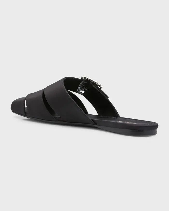 Saint Laurent Paris o1bcso1str0125 Jacques Flat Mules In Crepe Satin in Black Size US 7 / EU 40 - 3 Thumbnail