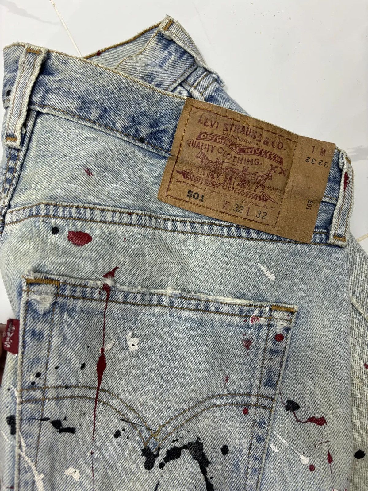 If Six Was Nine × Levi's 🔥LEVIS 501 PAINTER SPLATTER DISTRESSED DENIM JEANS Size US 32 / EU 48 - 7 Thumbnail