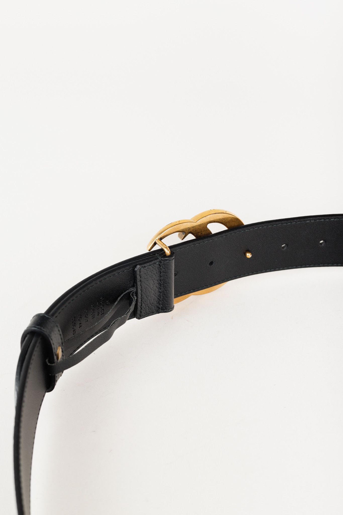 Gucci Gucci Marmont Golden GG Buckle Black Leather Wide Belt Size ONE SIZE - 4 Thumbnail