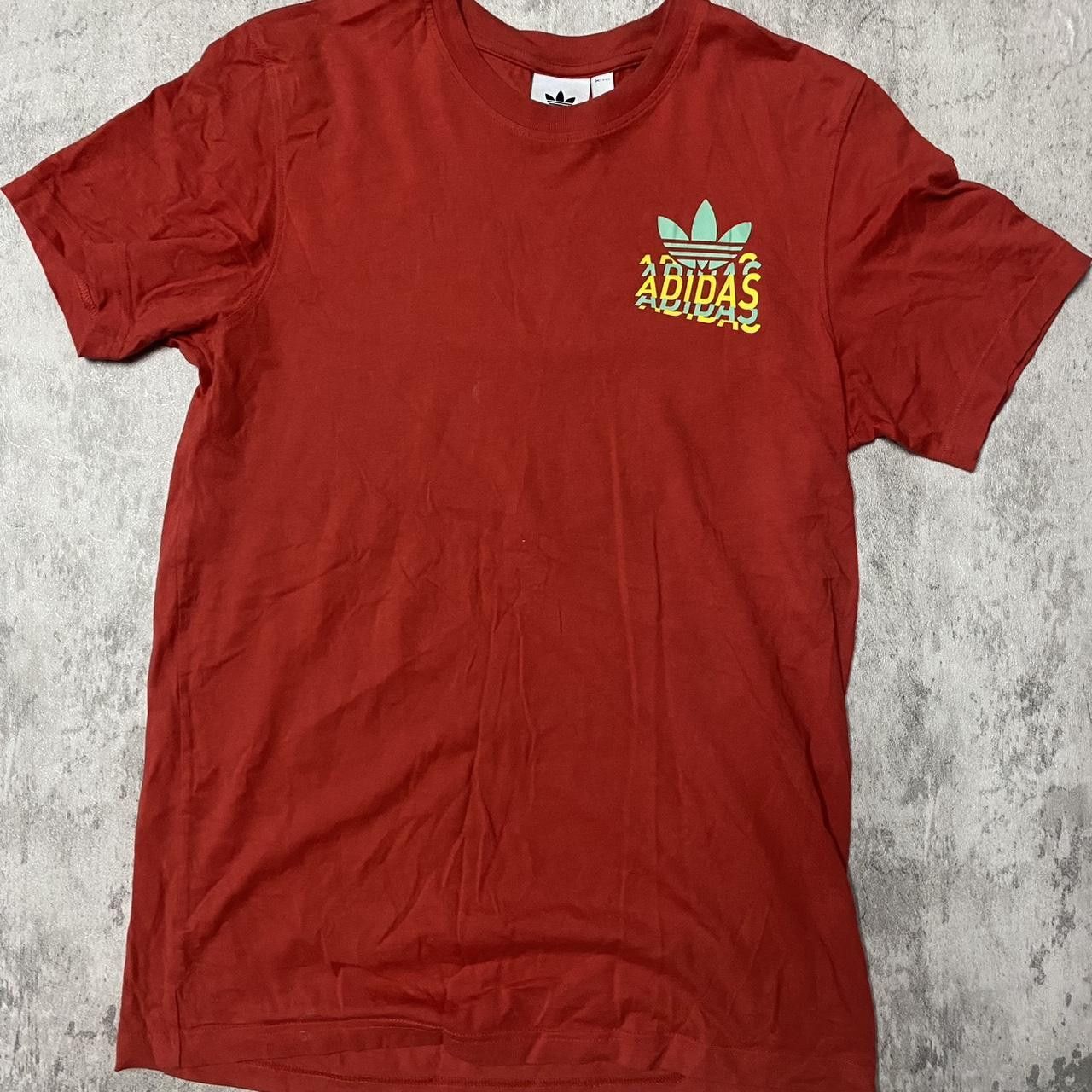 Adidas Burgundy Adidas tee with green and yellow logo #streetwear Size US S / EU 44-46 / 1 - 1 Thumbnail