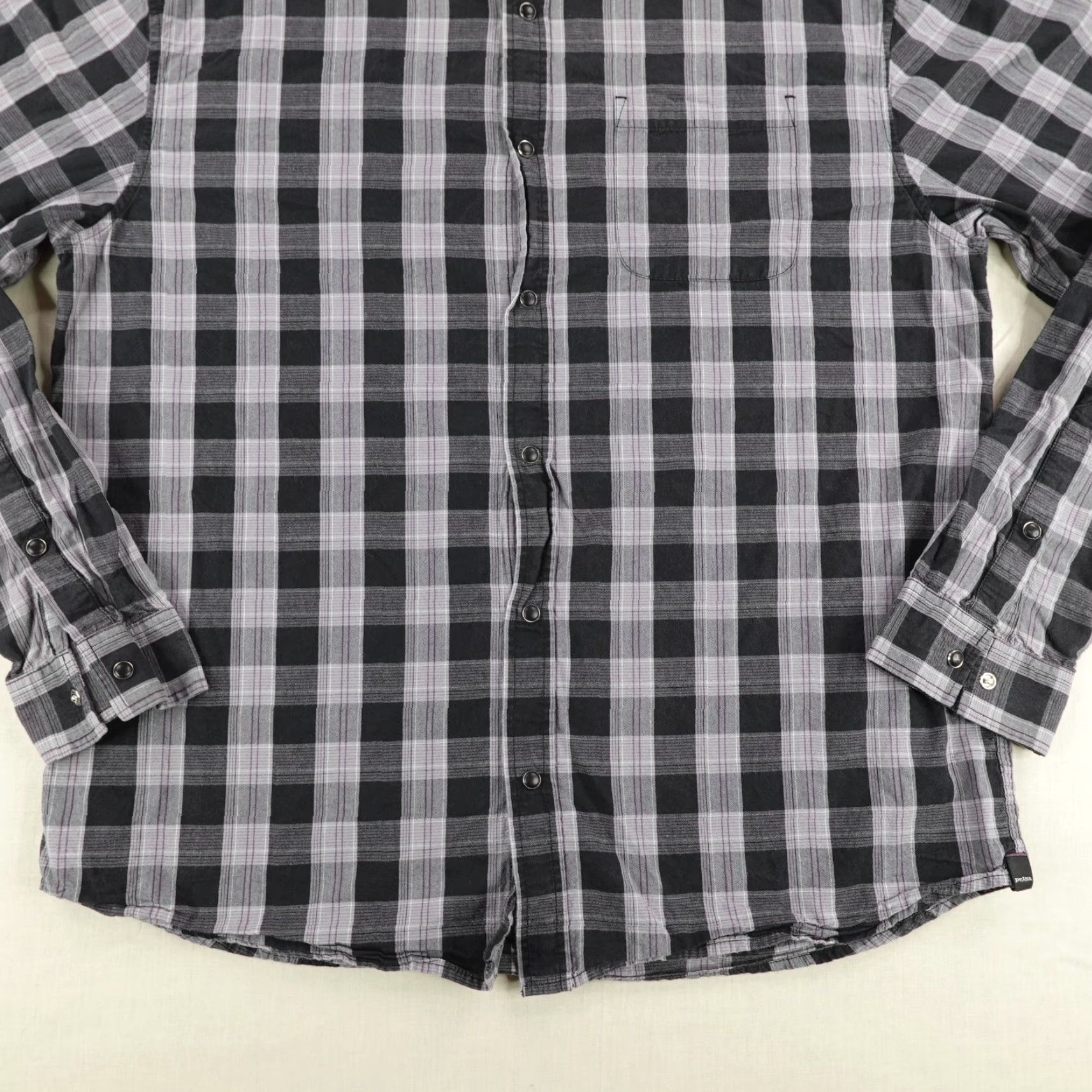 Prana PrAna Shirt Mens XL Button Up Plaid Organic Cotton Hiking Black Gray Size US XXL / EU 58 / 5 - 4 Thumbnail