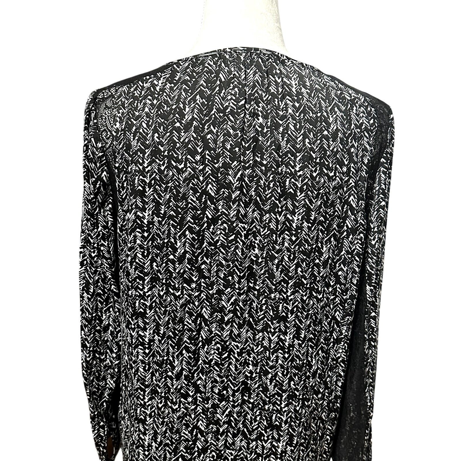 Other Ellen Tracy Blouse Abstract Long Sleeve Sheer Black/White S Size S / US 4 / IT 40 - 6 Thumbnail