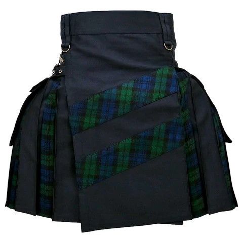Other Modern Hybrid Kilt Tartan Black Watch Cross Stripes Size US 32 / EU 48 - 6 Thumbnail