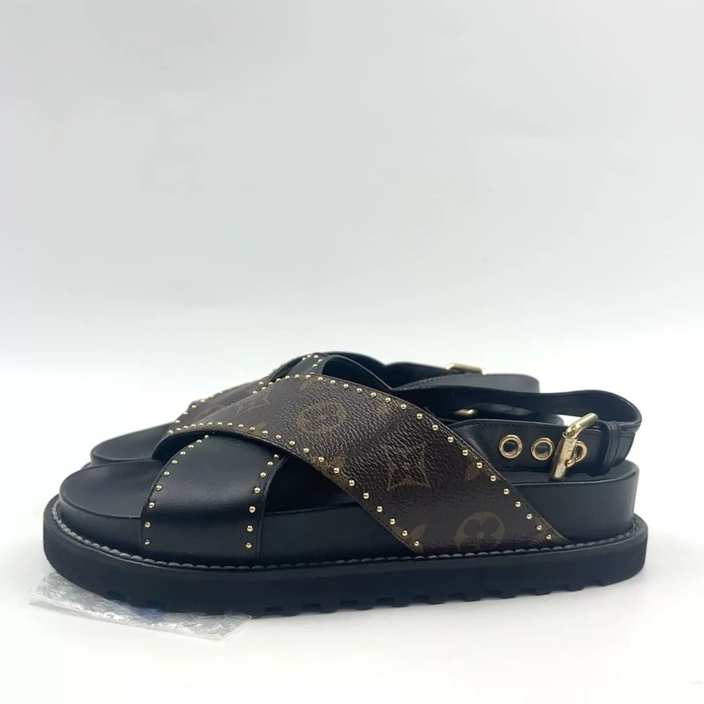 Louis Vuitton Louis Vuitton Black Monogram Sandals Size US 5 / IT 35 - 1 Thumbnail