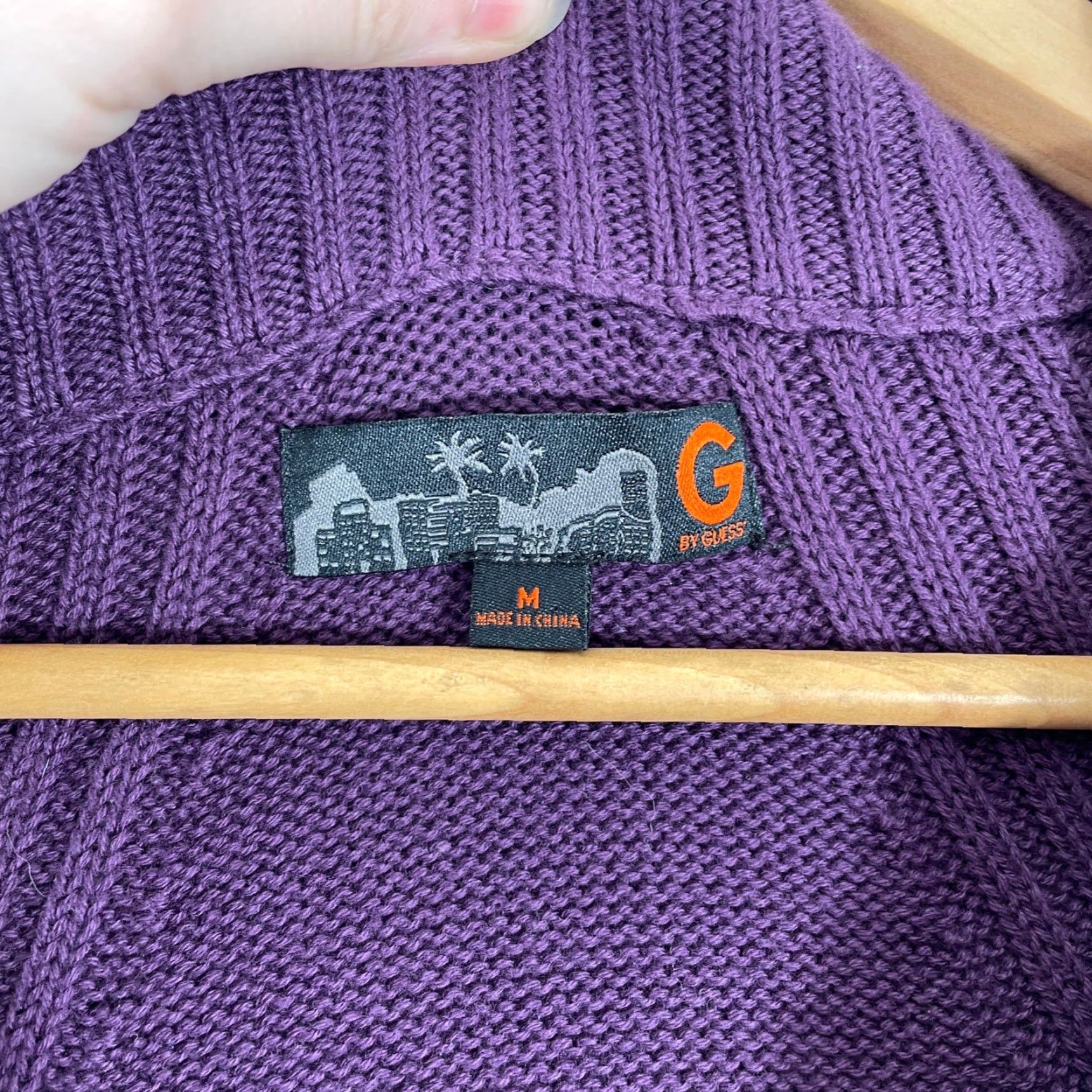 Guess VINTAGE Guess Cardigan Sweater Womens M Purple Shawl Collar Knit Y2K Size M / US 6-8 / IT 42-44 - 3 Thumbnail