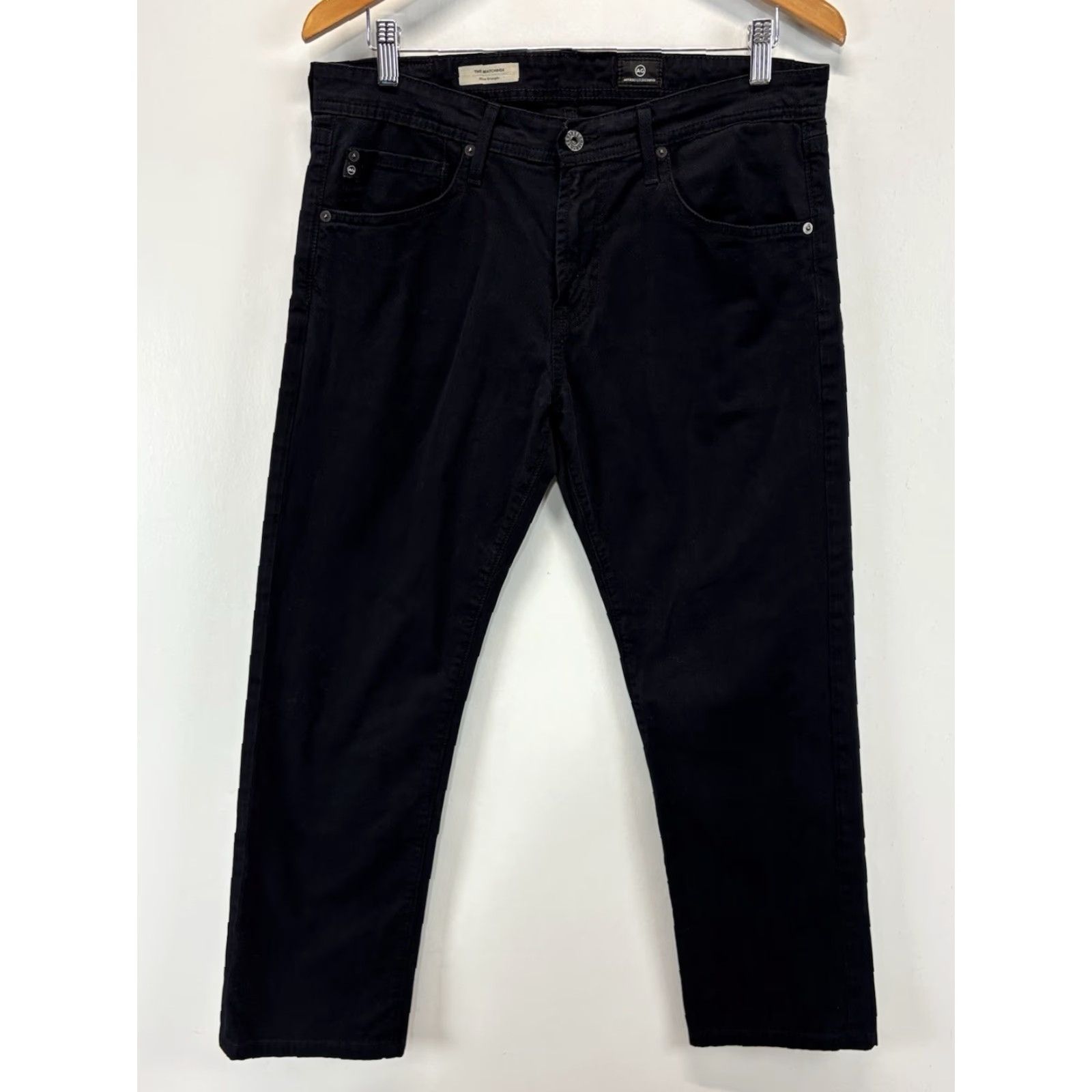 Vintage VINTAGE: AG Adriano Goldschmied The Matchbox Slim Straight Pants Black 33x28 Mens Regular Waist 32 Inseam 28 Gray Straight 33x28 Size US 33 - 2 Thumbnail