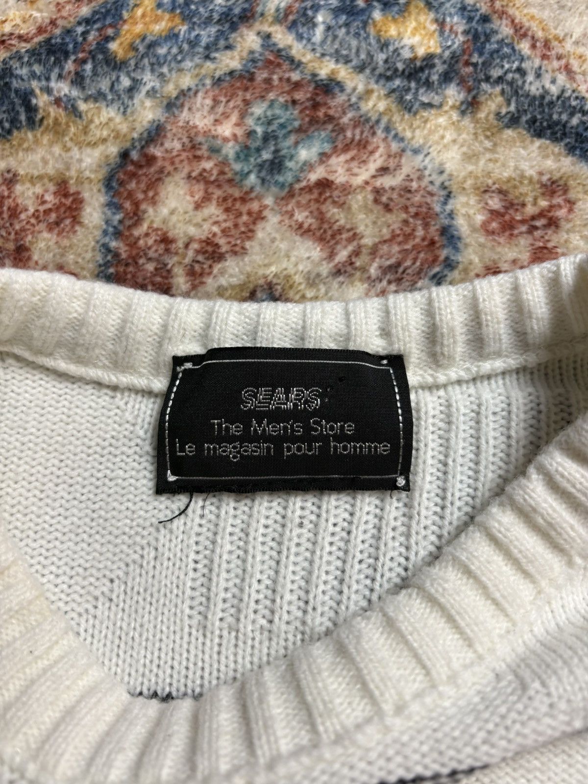 Sears Vintage Sears Striped Shapes Pullover Sweater Medium Size US M / EU 48-50 / 2 - 3 Thumbnail