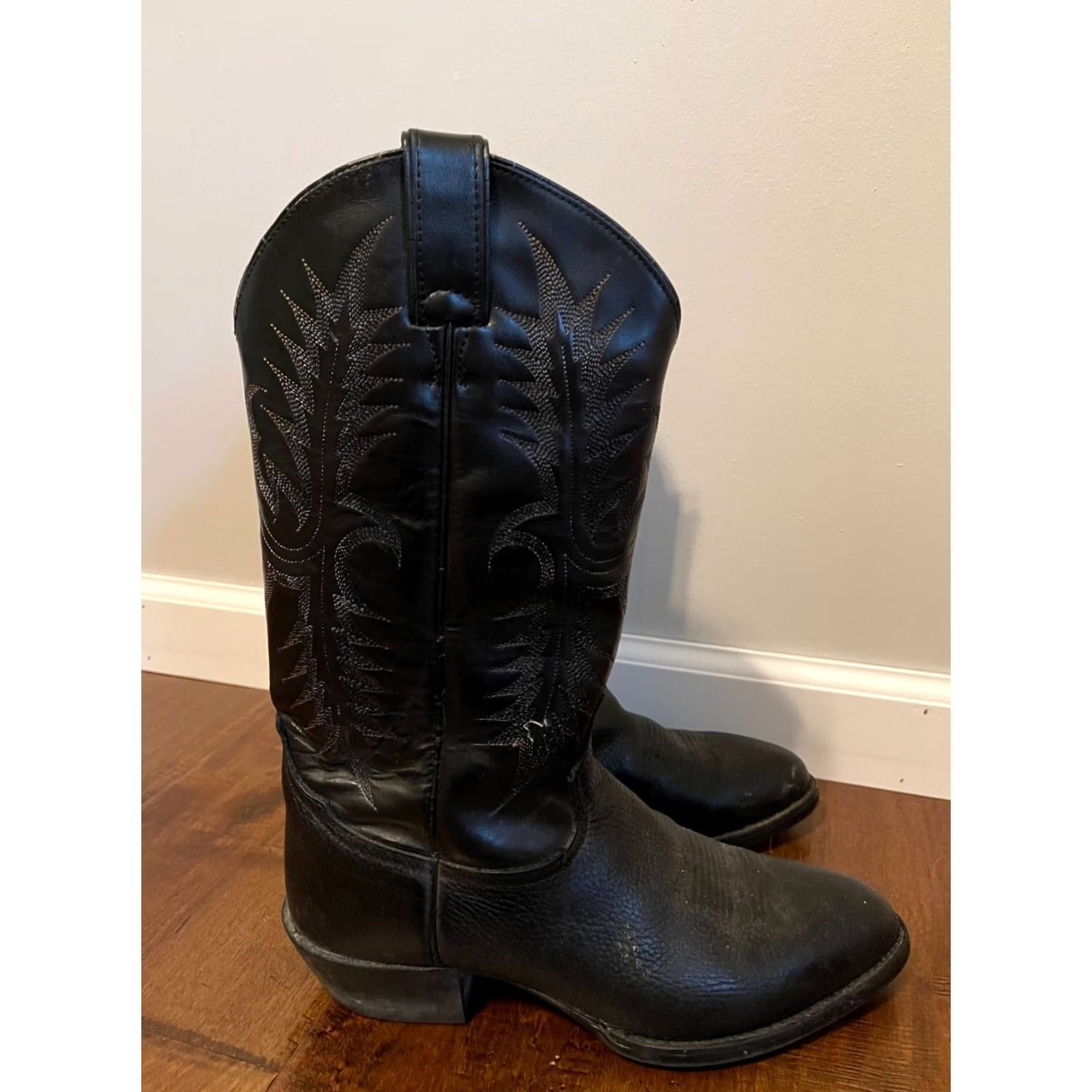 Tony Lama VINTAGE Tony Lama Boots Mens Black TW2006 Mexico Leather Western Cowboy Men Size US 9 / EU 42 - 2 Thumbnail