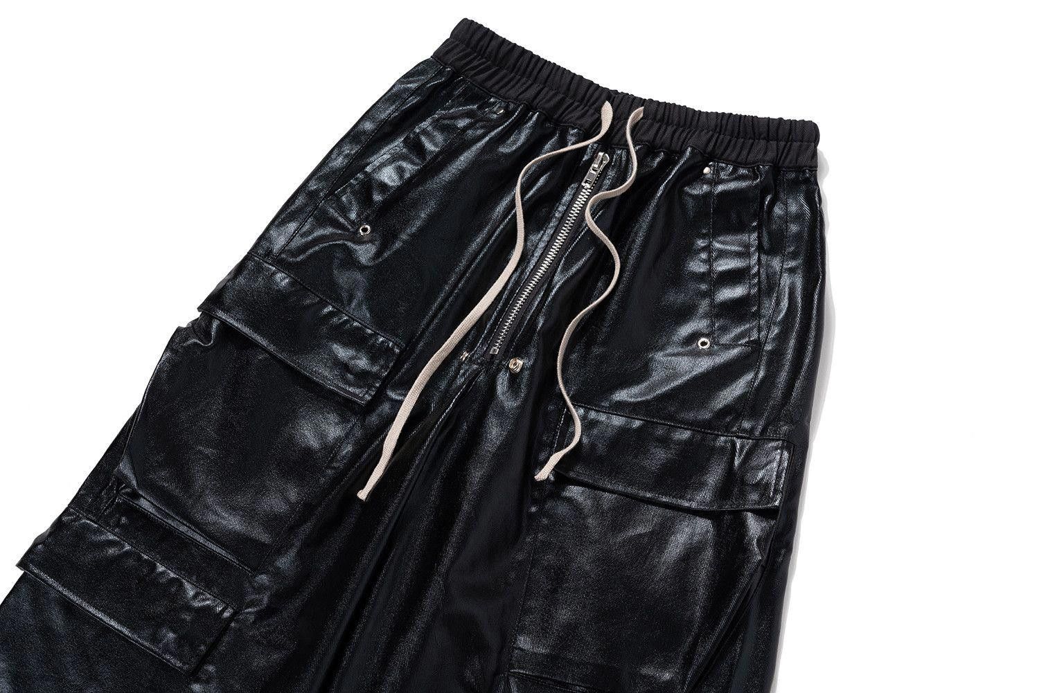 Japanese Brand Leather Pants Hombre Baggy Wide Leg Drawstring Size US 32 / EU 48 - 6 Thumbnail
