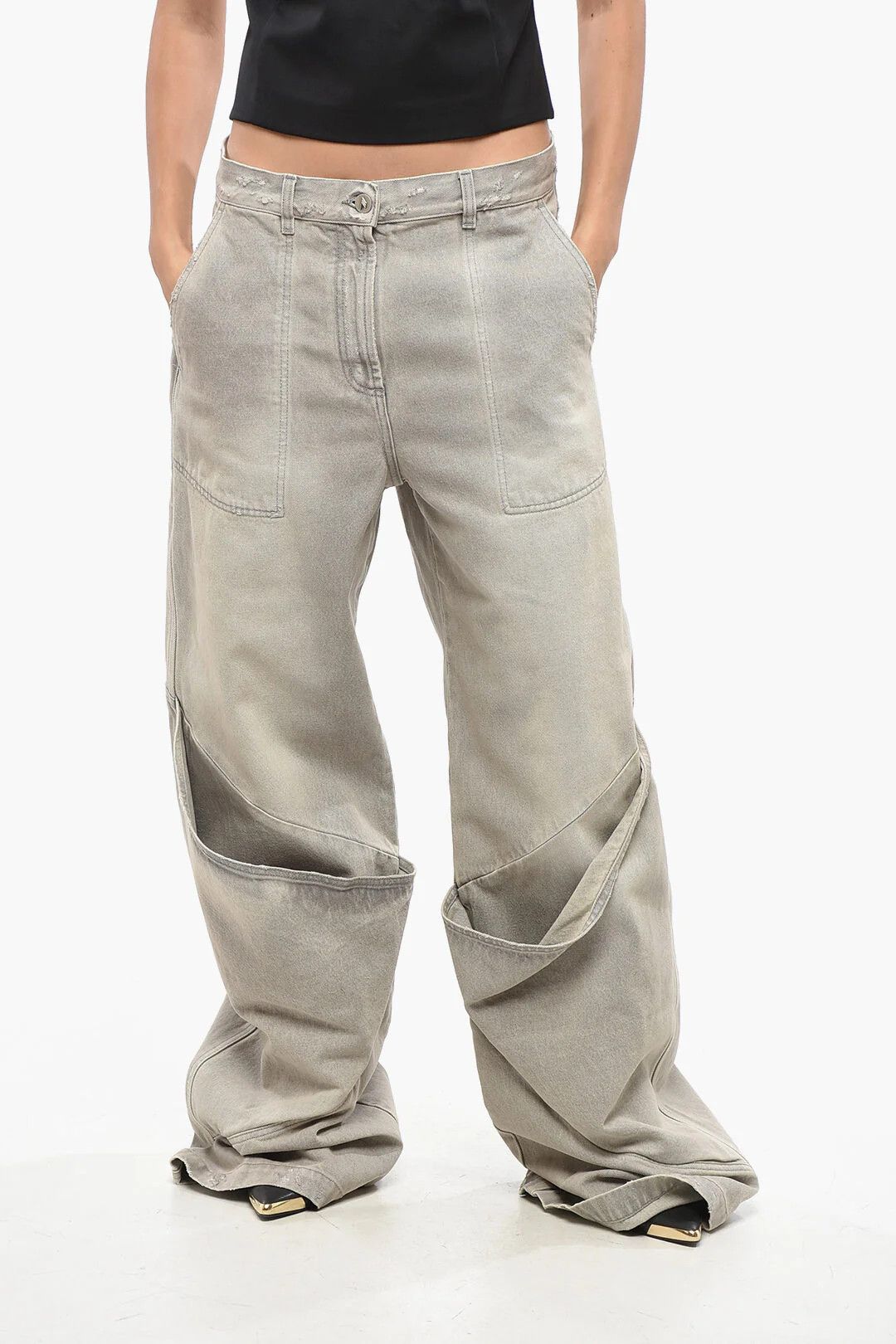 The Attico og1mm0426 Wide-Leg Jeans in Grey Size 28" / US 6 / IT 42 - 1 Thumbnail