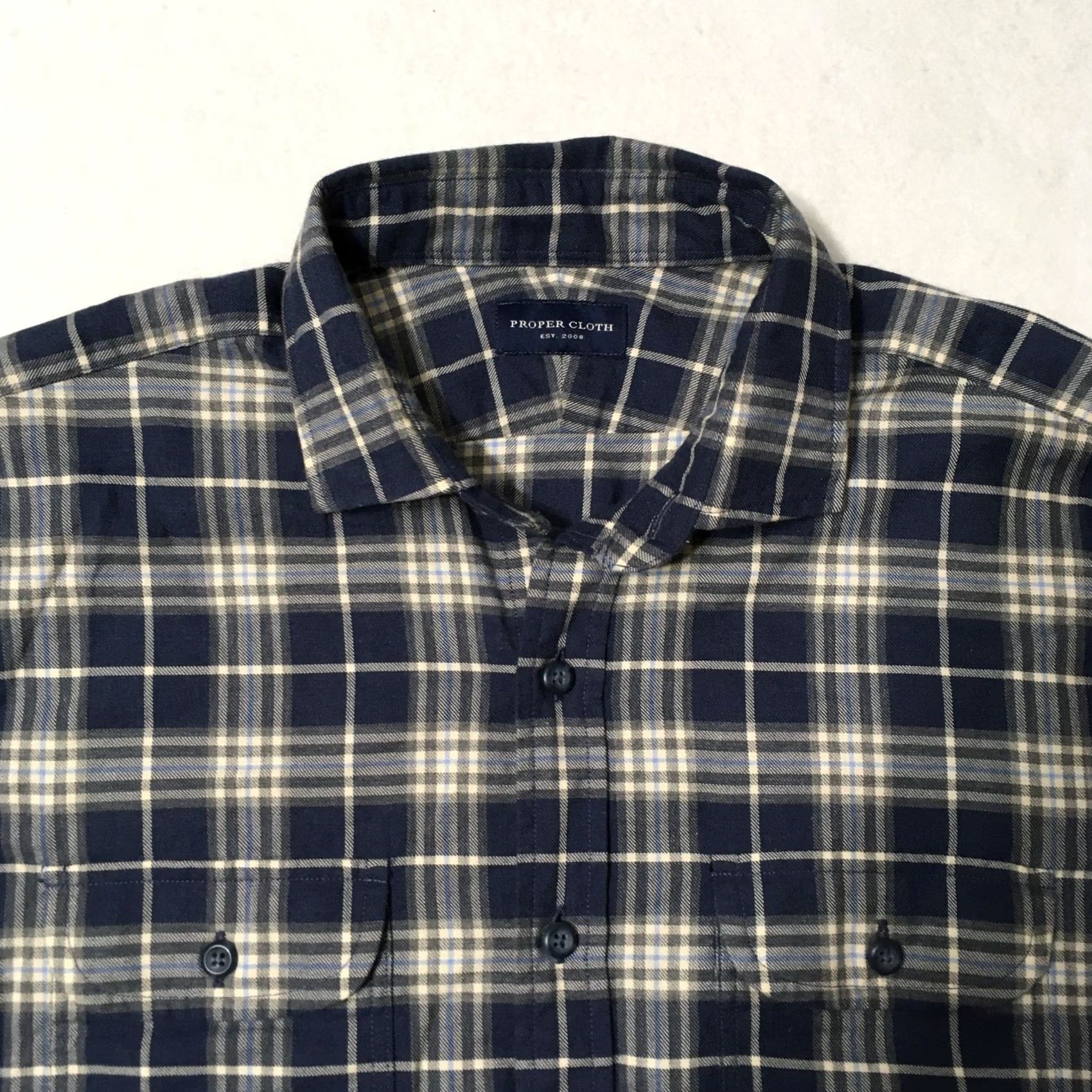 Proper Cloth Proper Cloth Shirt Mens 15.5 31/32 Blue Plaid Button-up - Vintage Size US M / EU 48-50 / 2 - 2 Thumbnail