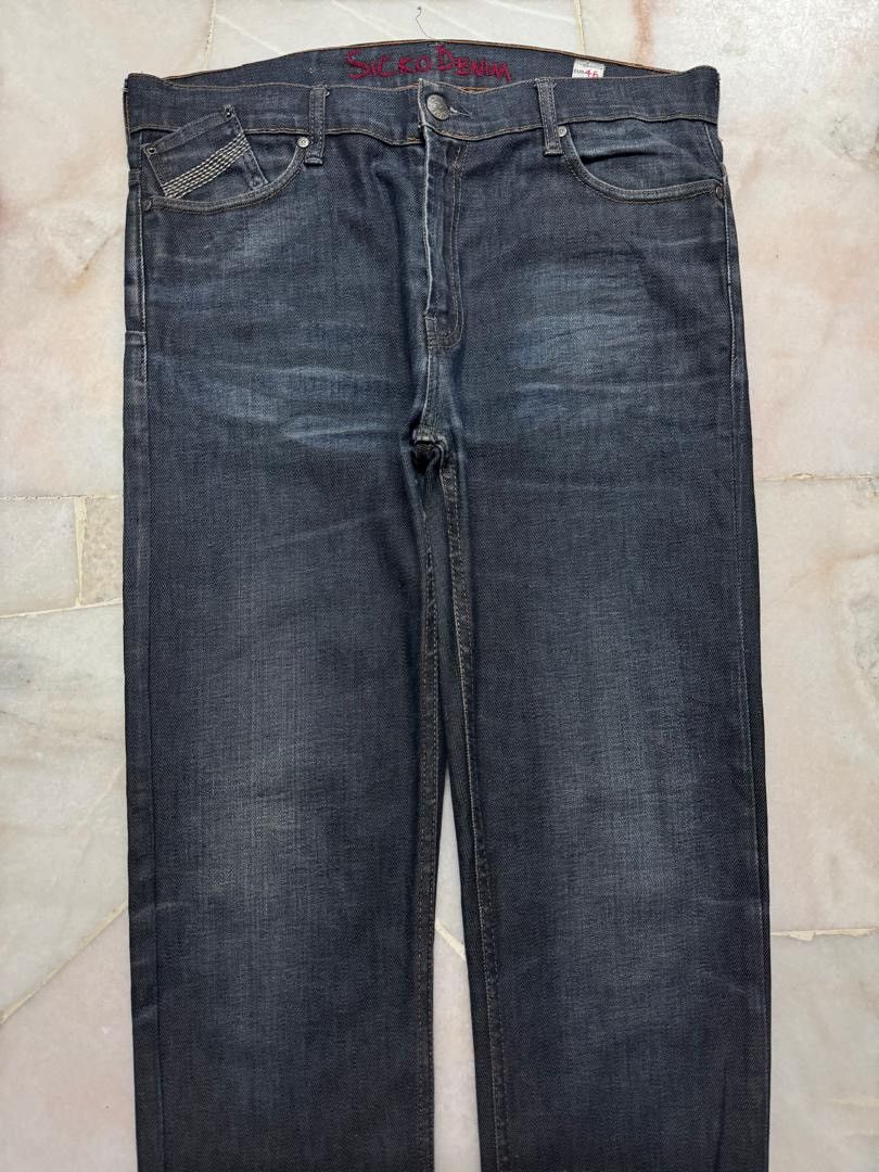 Vintage 💥Sick Jeans💥90s Style Sicko Denim Rusty Mudwash Thrashed Size US 35 - 3 Thumbnail
