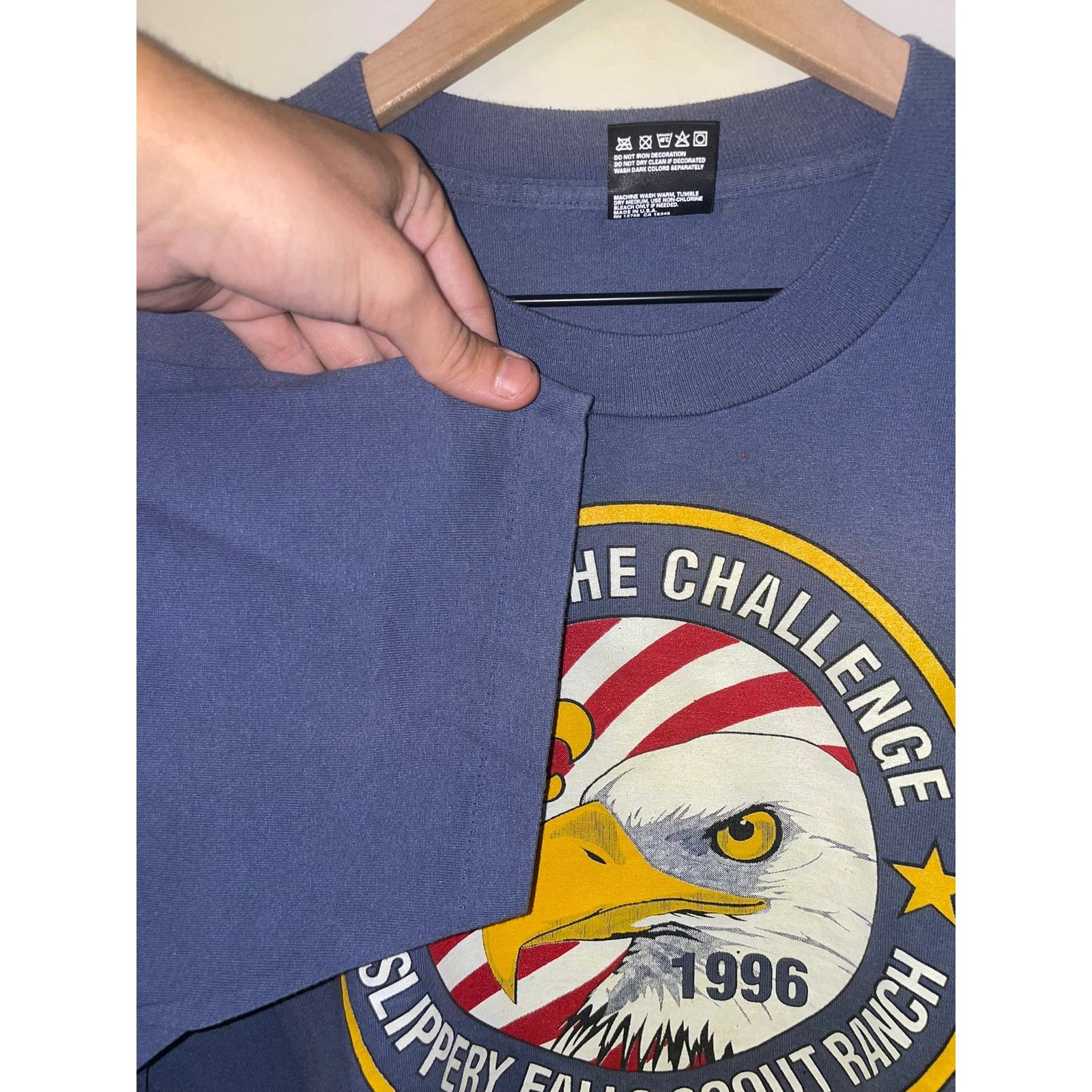 Fruit Of The Loom Vintage Boy Scouts Shirt BSA The Eagle Blue Tee 90s VTG XL Size US XL / EU 56 / 4 - 5 Thumbnail