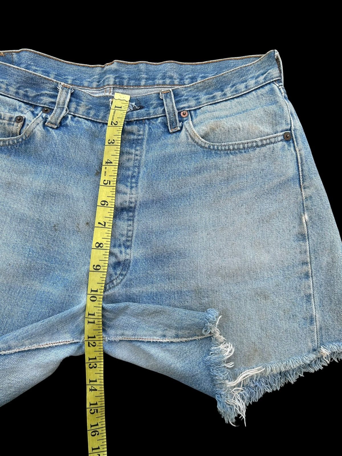 Kapital 80's THRASHED Levis 524 Selvedge Distressed Short Denim Jean Size US 34 / EU 50 - 16 Thumbnail