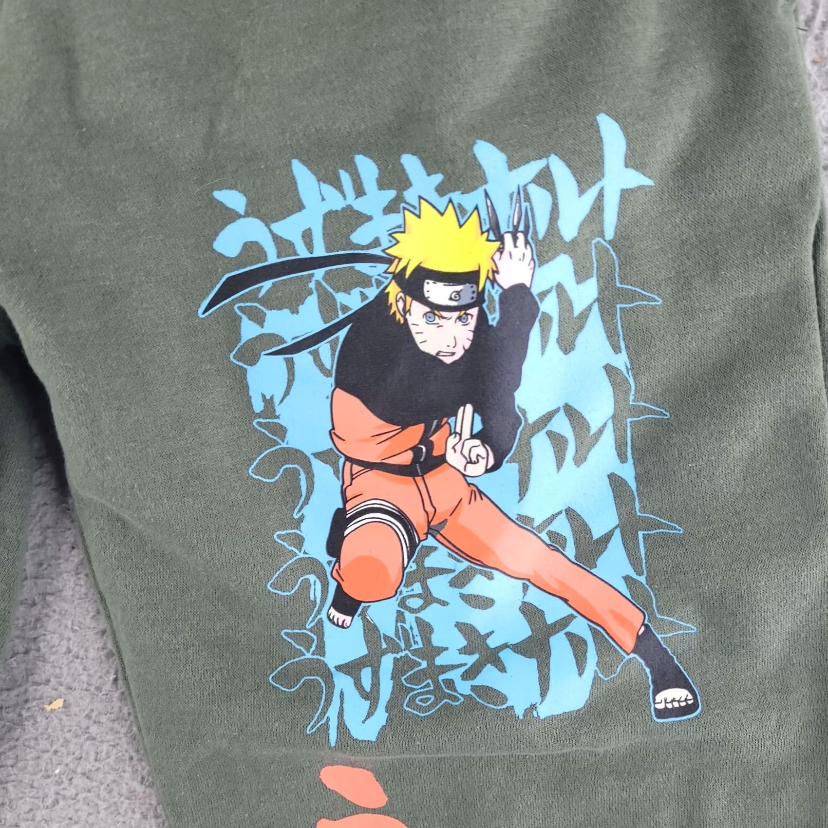 Vintage Naruto Sweatpants Mens Small Green Jogger Tapered Skinny Slim Pants Regular Inseam 28in Drawstring Activewear Size US 29 - 3 Thumbnail