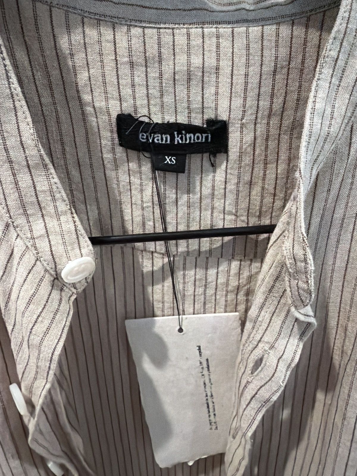 Evan Kinori Evan kinori band collar Yarn Dyed Linen/Cotton Stripe XS Size US XS / EU 42 / 0 - 3 Thumbnail