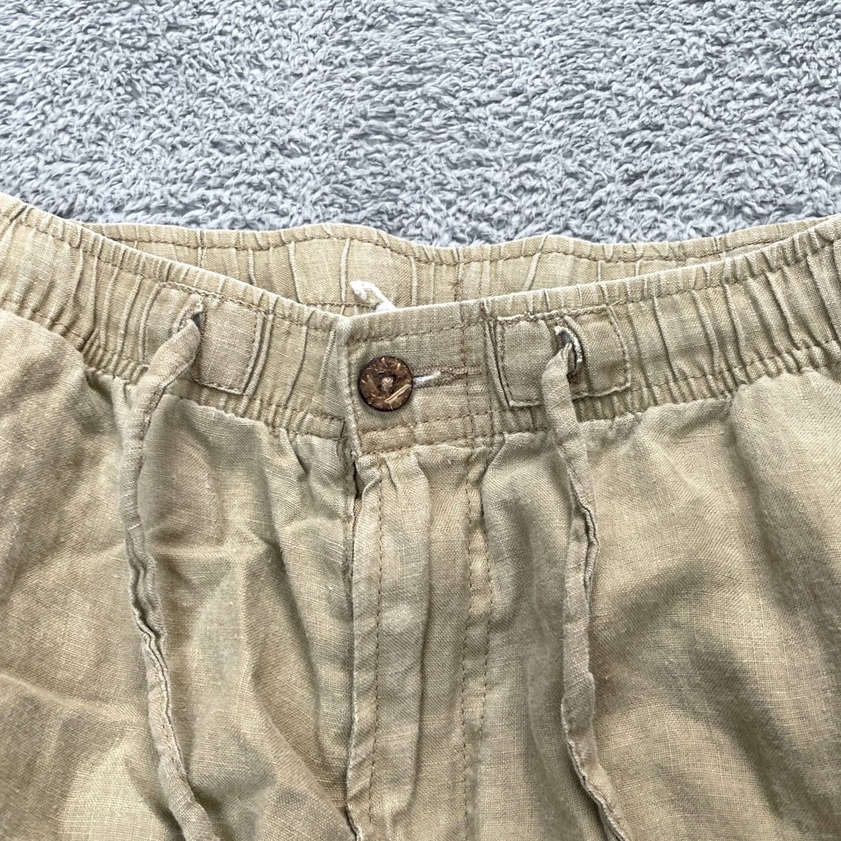 Vintage Caribbean Linen Pants Mens Beige Cargo Straight Leg Resort Wear 36x29 Casual Travel Summer Breathable Comfort Pockets Size US 36 / EU 52 - 4 Thumbnail