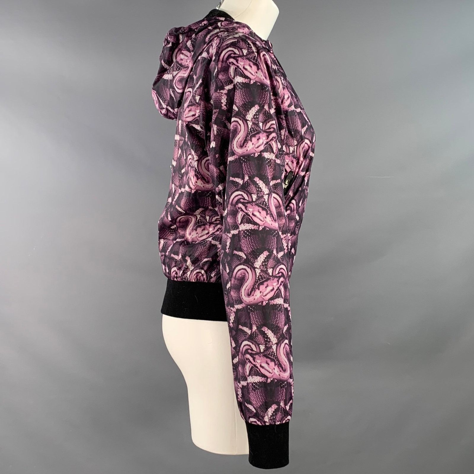 Marcelo Burlon S Black Purple Polyamide Snake Print Hooded Rain Jacket Size S / US 4 / IT 40 - 3 Thumbnail