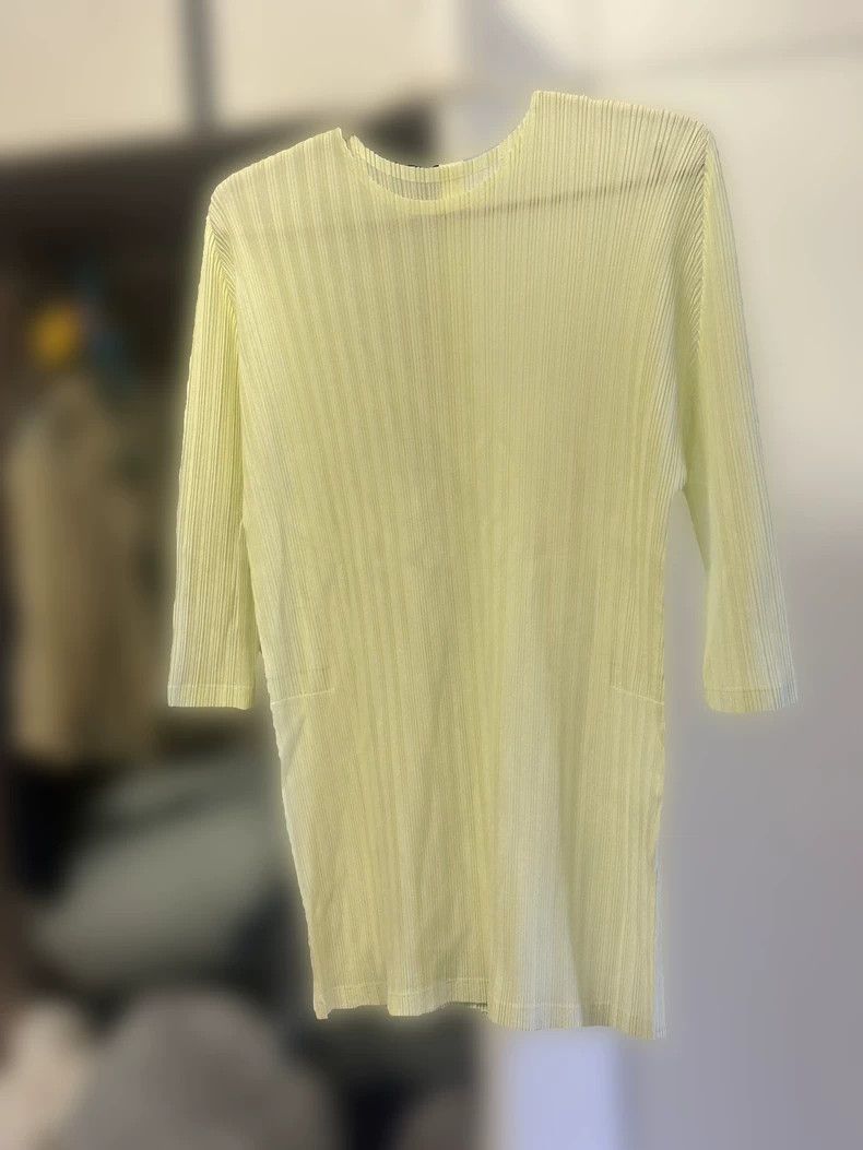 Issey Miyake size:3 Yellow pleated long-sleeved shirt