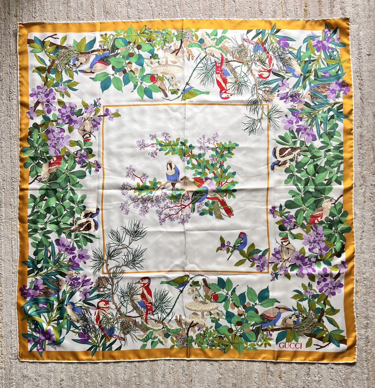 Gucci Gucci Floral Whimsical Printed Silk Scarve Size ONE SIZE - 2 Thumbnail