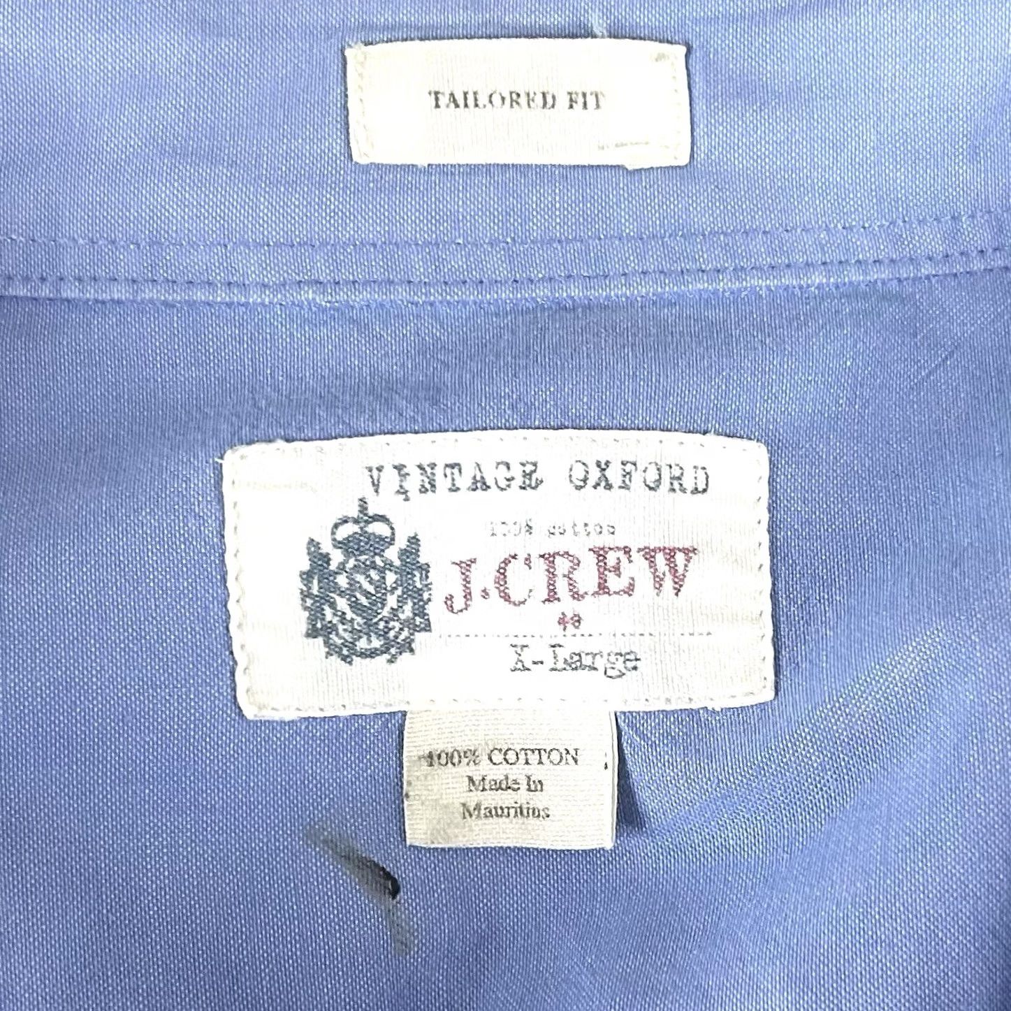 J.Crew J.CREW XL Tailored Fit Vintage Oxford Shirt Oarsman Logo Blue Cotton Casual Shirt Men Button-Front Size US XL / EU 56 / 4 - 3 Thumbnail