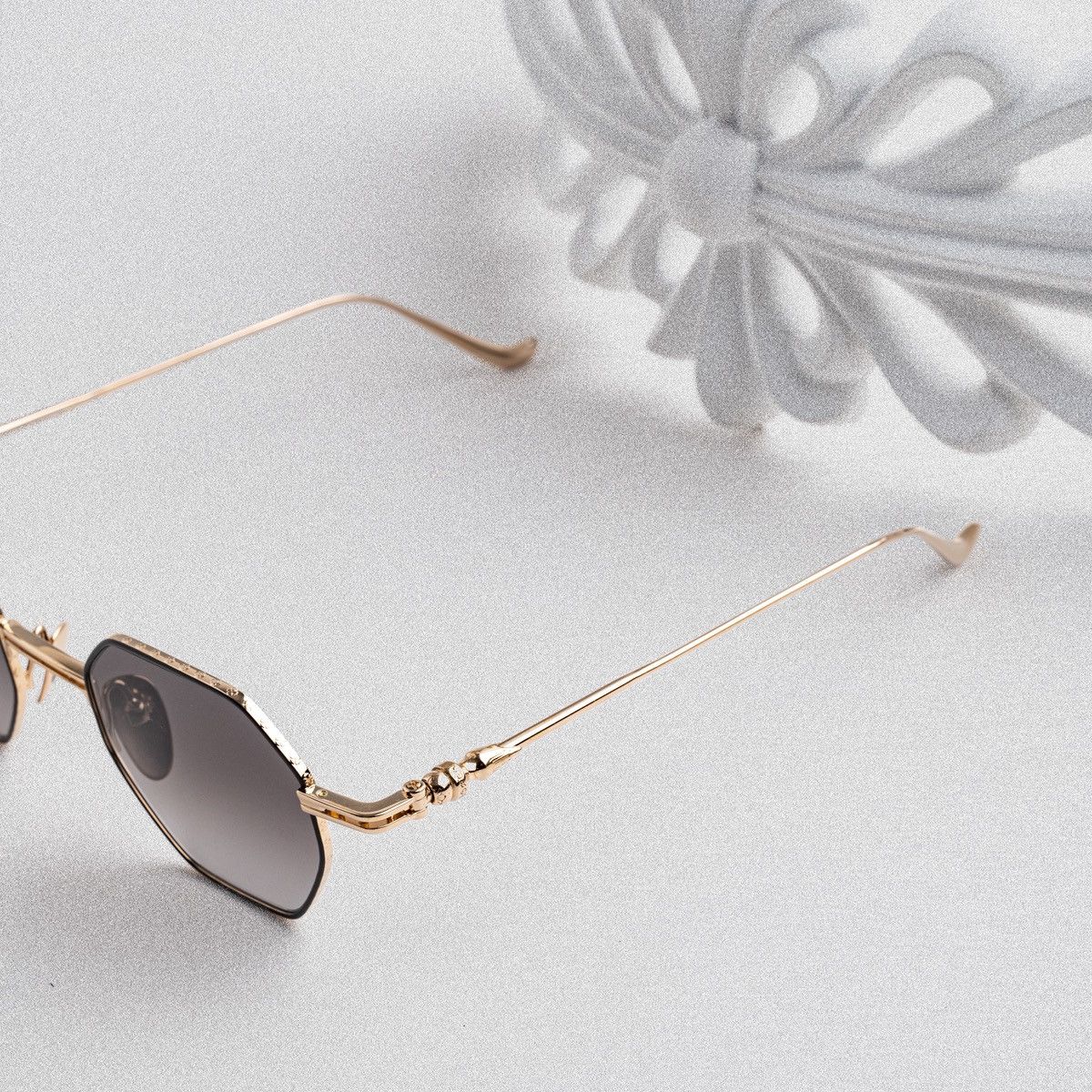 Chrome Hearts CHROME HEARTS EVACULATION MATTE BLACK/GOLD PLATED SUNGLASSES Size ONE SIZE - 3 Thumbnail