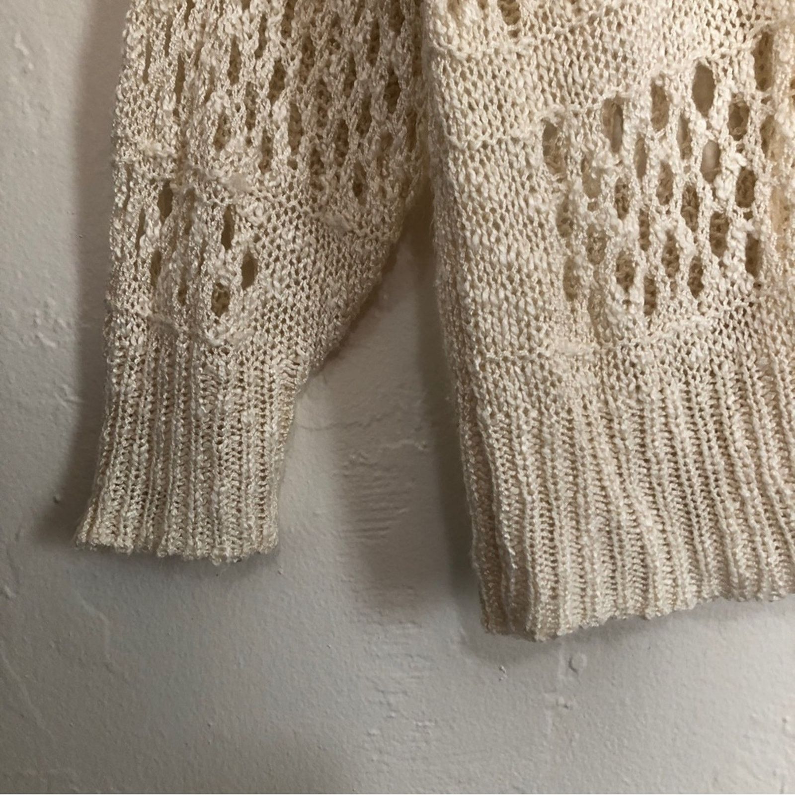 Other Cozy Knit Cream Color Open Front Cardigan Sweater Size M / US 6-8 / IT 42-44 - 2 Thumbnail