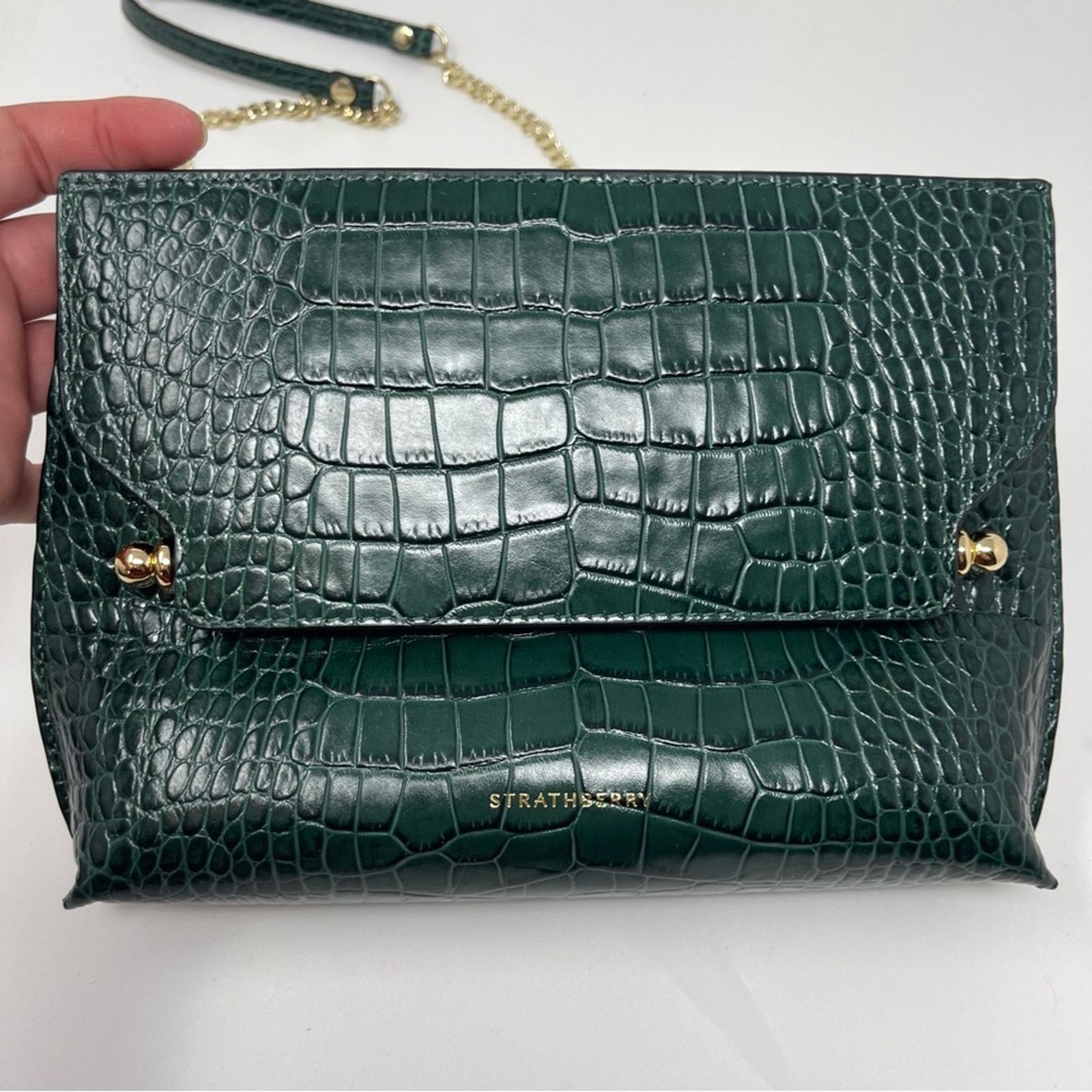 Strathberry Strathberry Stylist Crossbody Bag Green Bottle crock emboss Size ONE SIZE - 6 Thumbnail