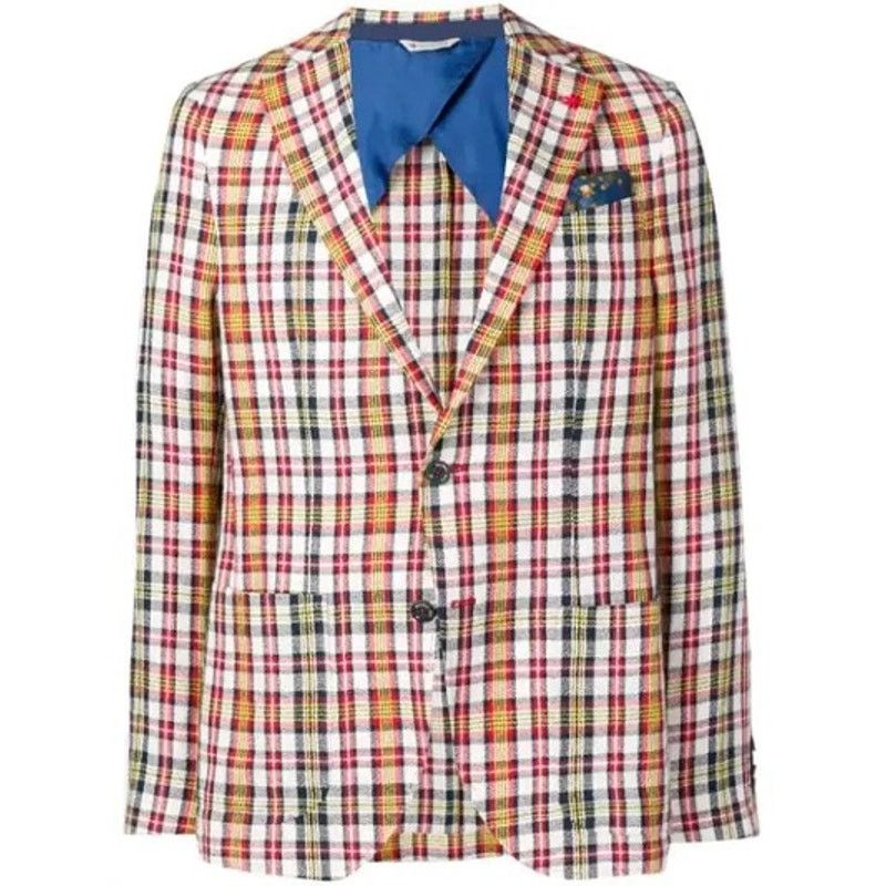 Manuel Ritz Manuel Ritz Kariertes Sakko Weiss Long Sleeve Blazer Plaid Size US L / EU 52-54 / 3 - 1 Thumbnail