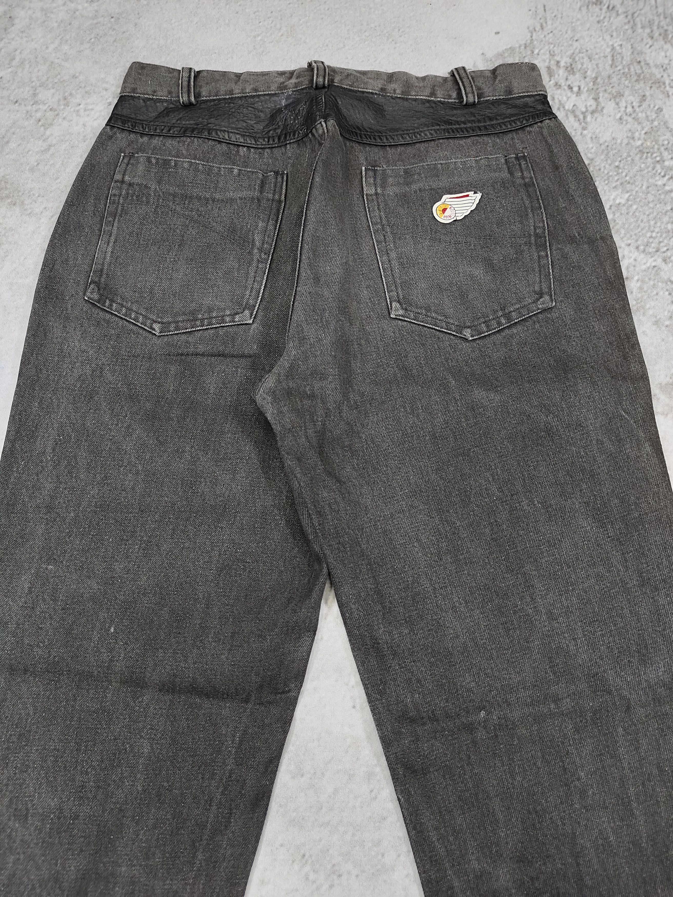 Jeff Hamilton 80s Jeff Hamilton- Archive Rocker Grunge Leather Trim Jeans Size US 31 - 7 Thumbnail