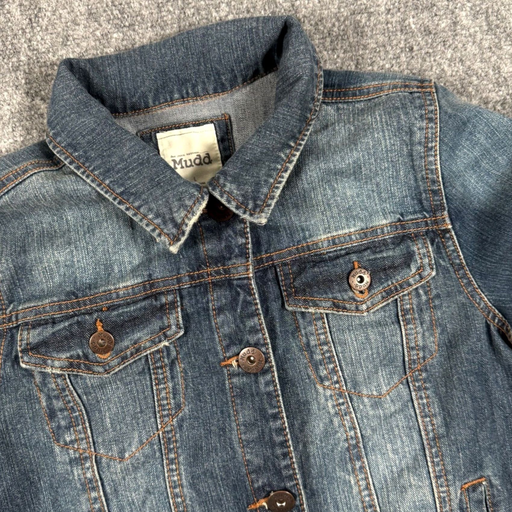 Vintage Mudd Denim Jacket Button Front Casual Fitted Blue Womens L Jacket Size 36" / US 14 / IT 50 - 2 Thumbnail