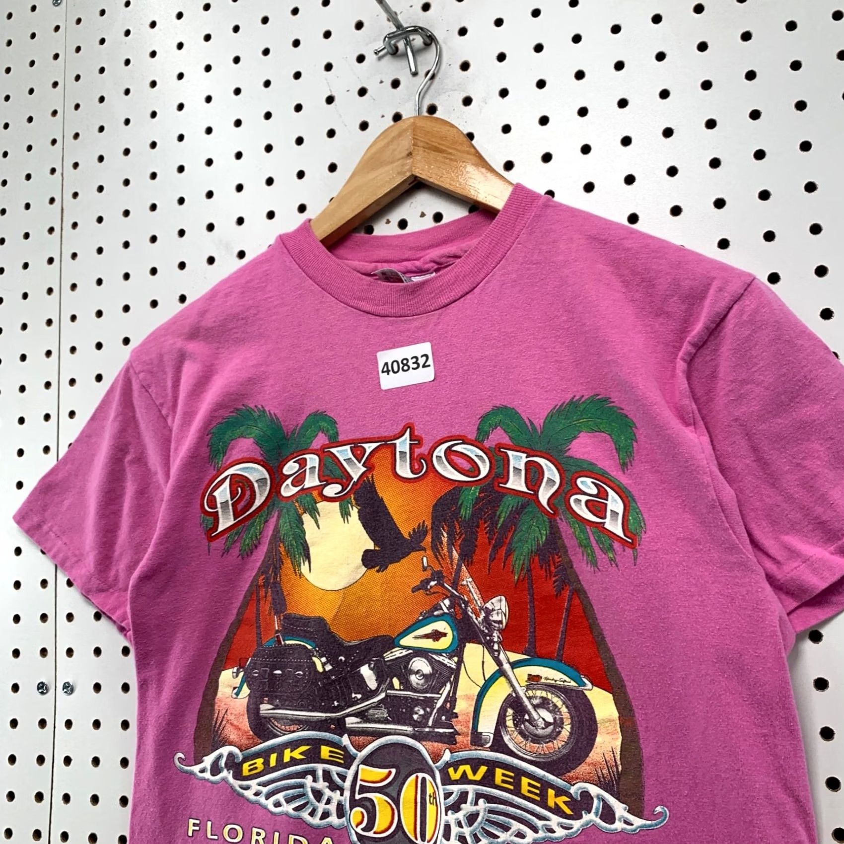 Hanes Vintage 90s Daytona Bike Week Adult M Fits Small Pink Sing Stitch 1991 Florida Size US S / EU 44-46 / 1 - 7 Thumbnail