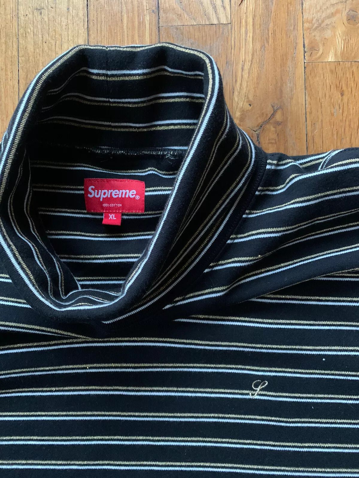 Supreme Supreme Black Gold Stripe Turtleneck Sweater X-Large FW16 Size US XL / EU 56 / 4 - 3 Thumbnail
