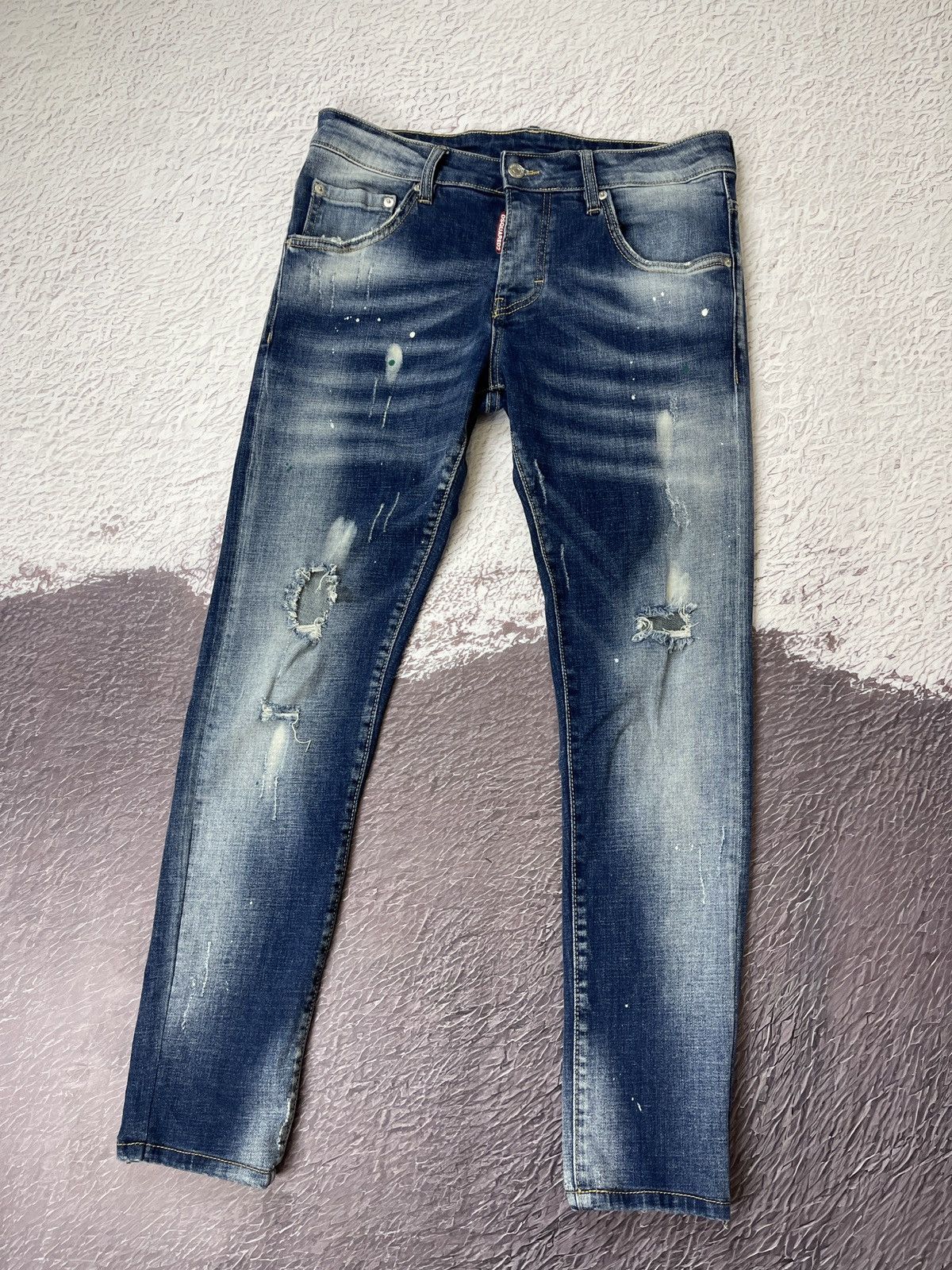 Dsquared2 Dsquared2 blue faded paint distressed punk revolution jeans Size US 32 / EU 48 - 1 Thumbnail