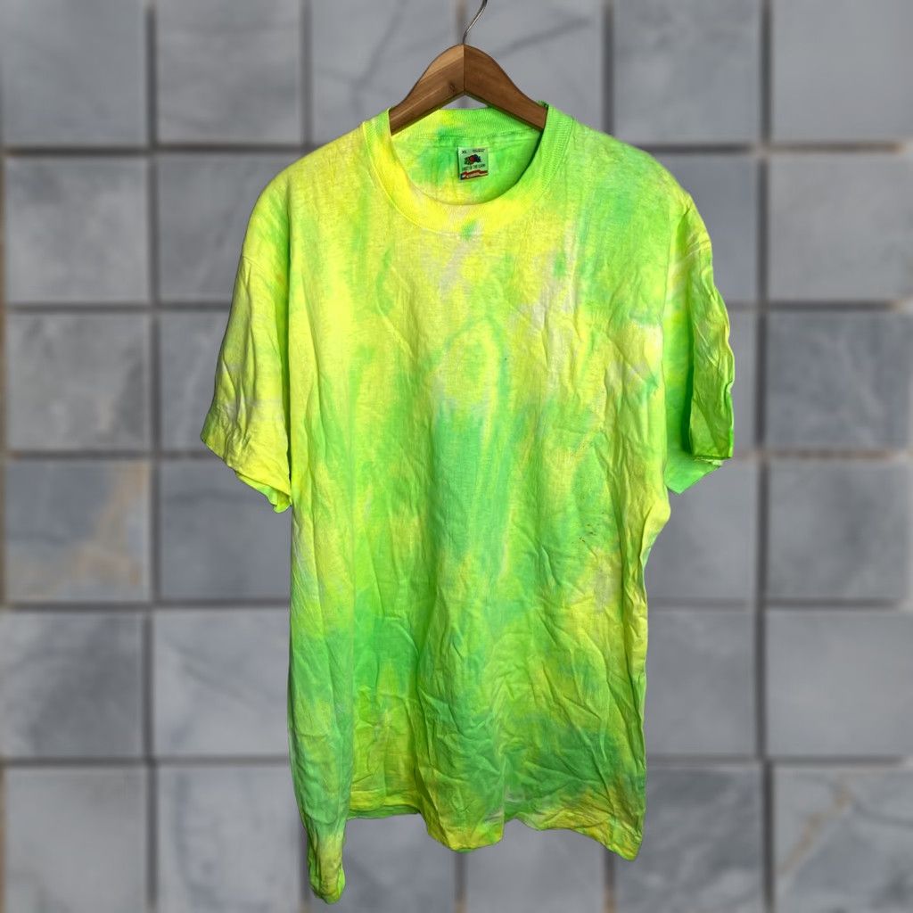 Fruit Of The Loom VINTAGE Fruit of the Loom Shirt Adult XL Crew Neck T-Shirt 90s Green Short Sleeve USA 1990s Men B103 Size US XL / EU 56 / 4 - 1 Thumbnail