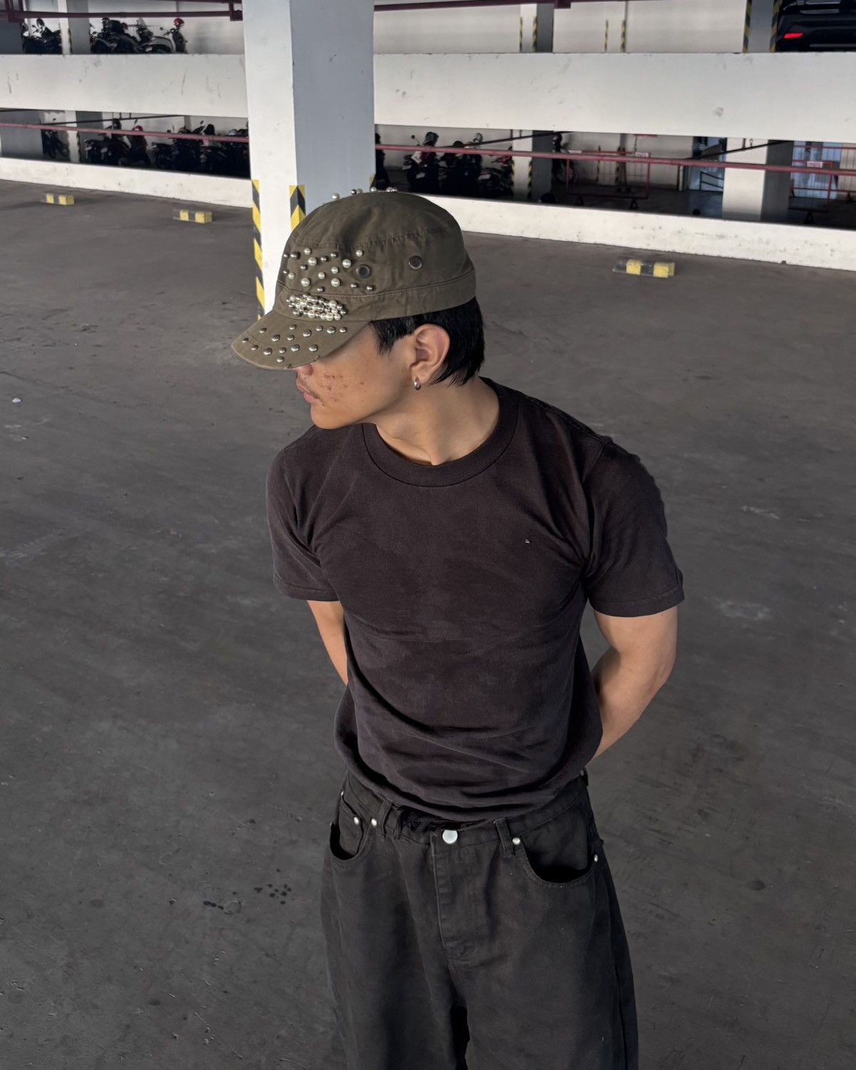 If Six Was Nine × Japanese Brand × Le Grande Bleu (L.G.B.) 2000s Crystal Faded Brown Cadet Hat Japan Size ONE SIZE - 2 Thumbnail